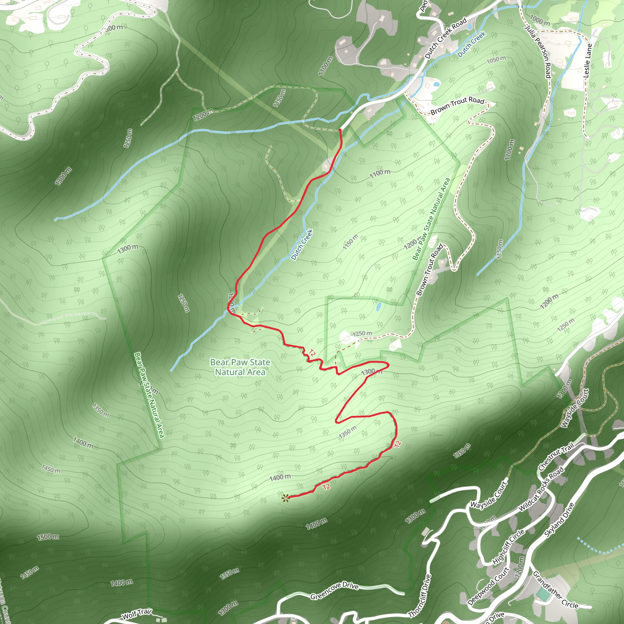 Hanging Rock Ridge via Dutch Creek Road mobile static map