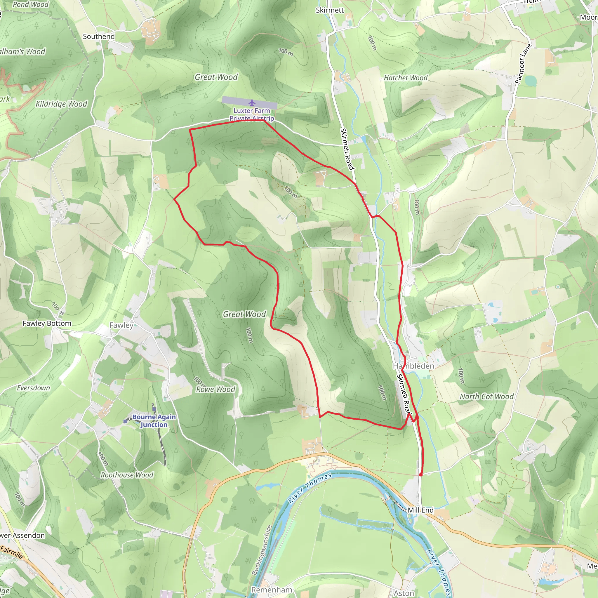 Cadmoor Wood, Jubilee Plantation and Ridge Wood Loop mobile static map