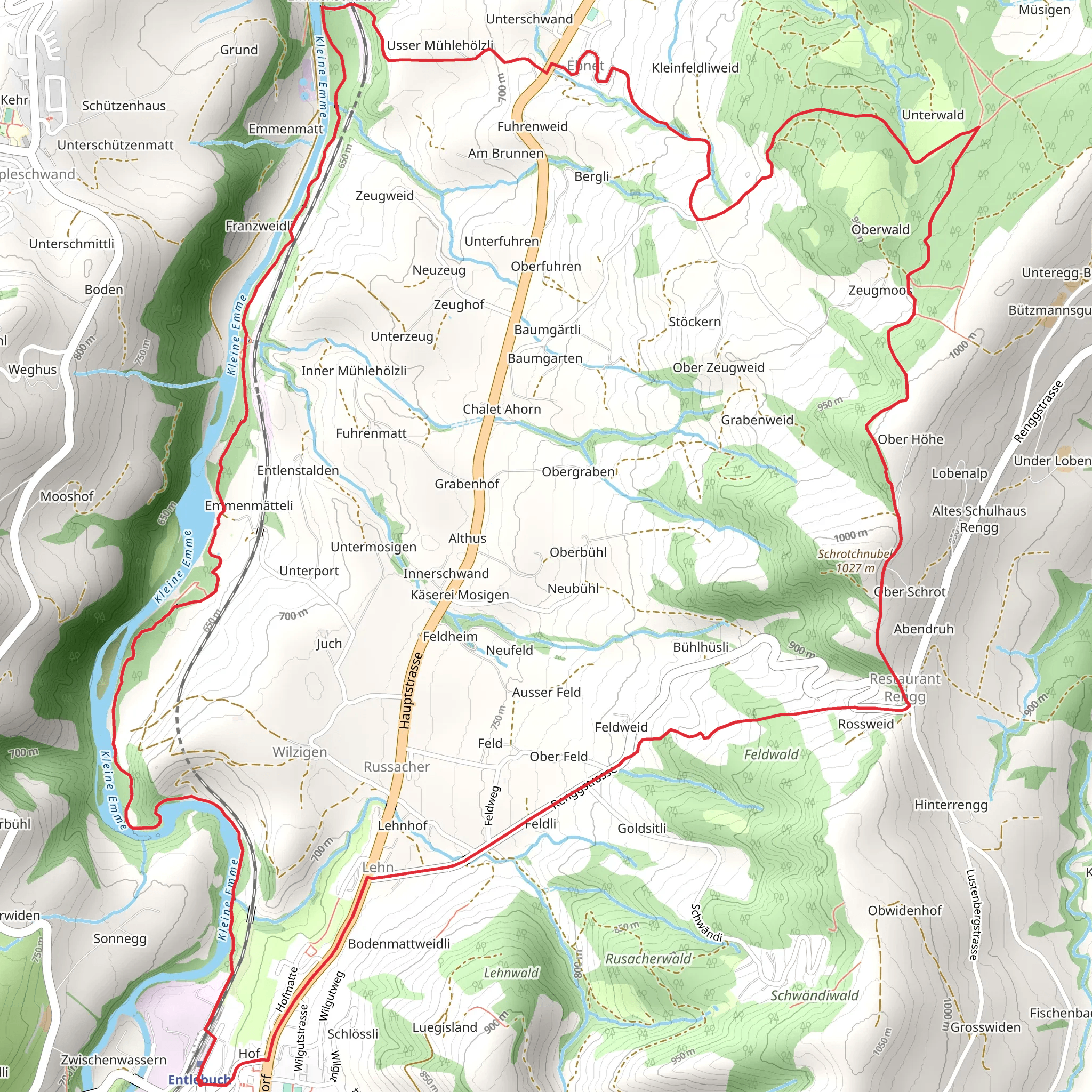 Rundweg Entlebuch – Rengg – Ebnet mobile static map