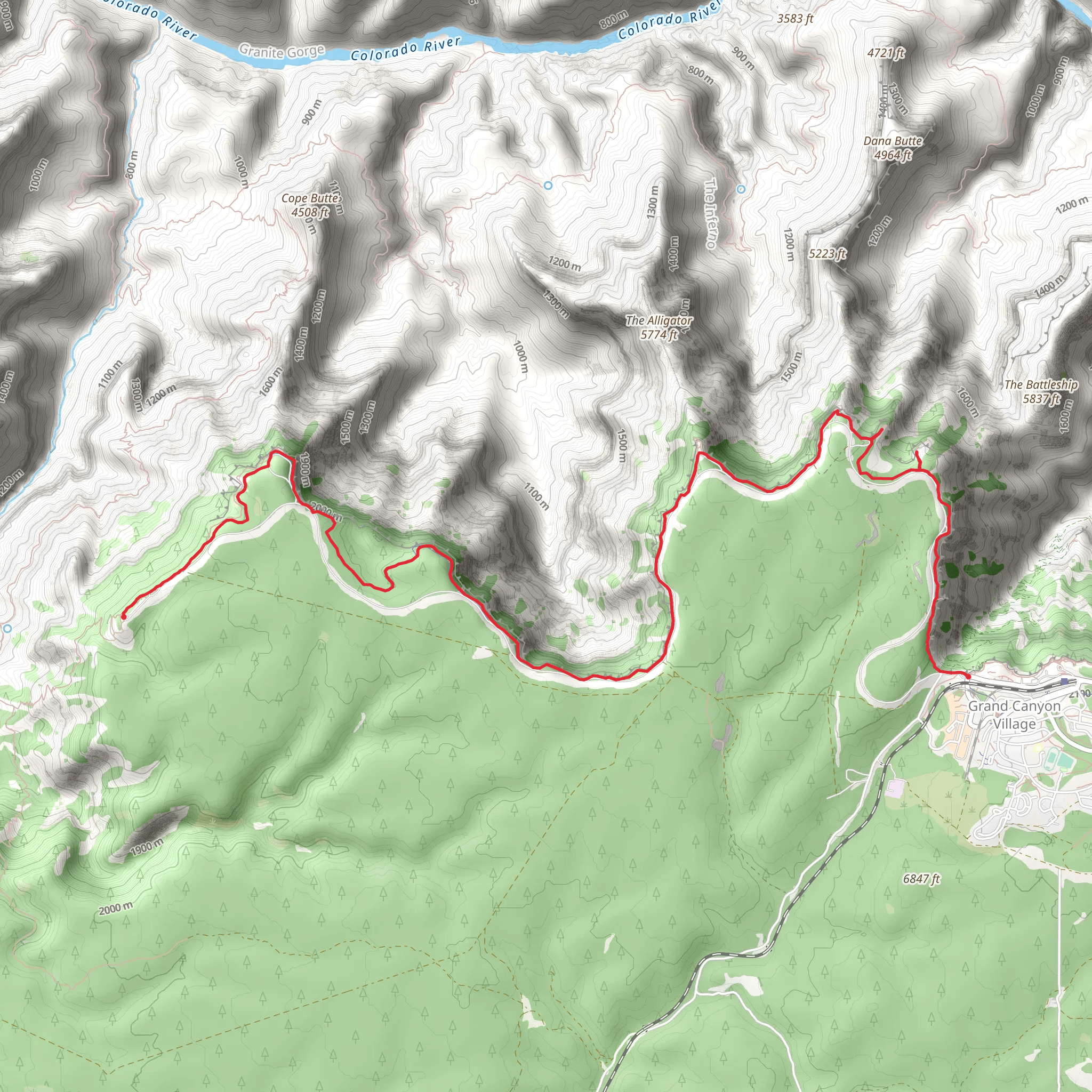 Maricopa Point, Powell Point and Rim Trail mobile static map