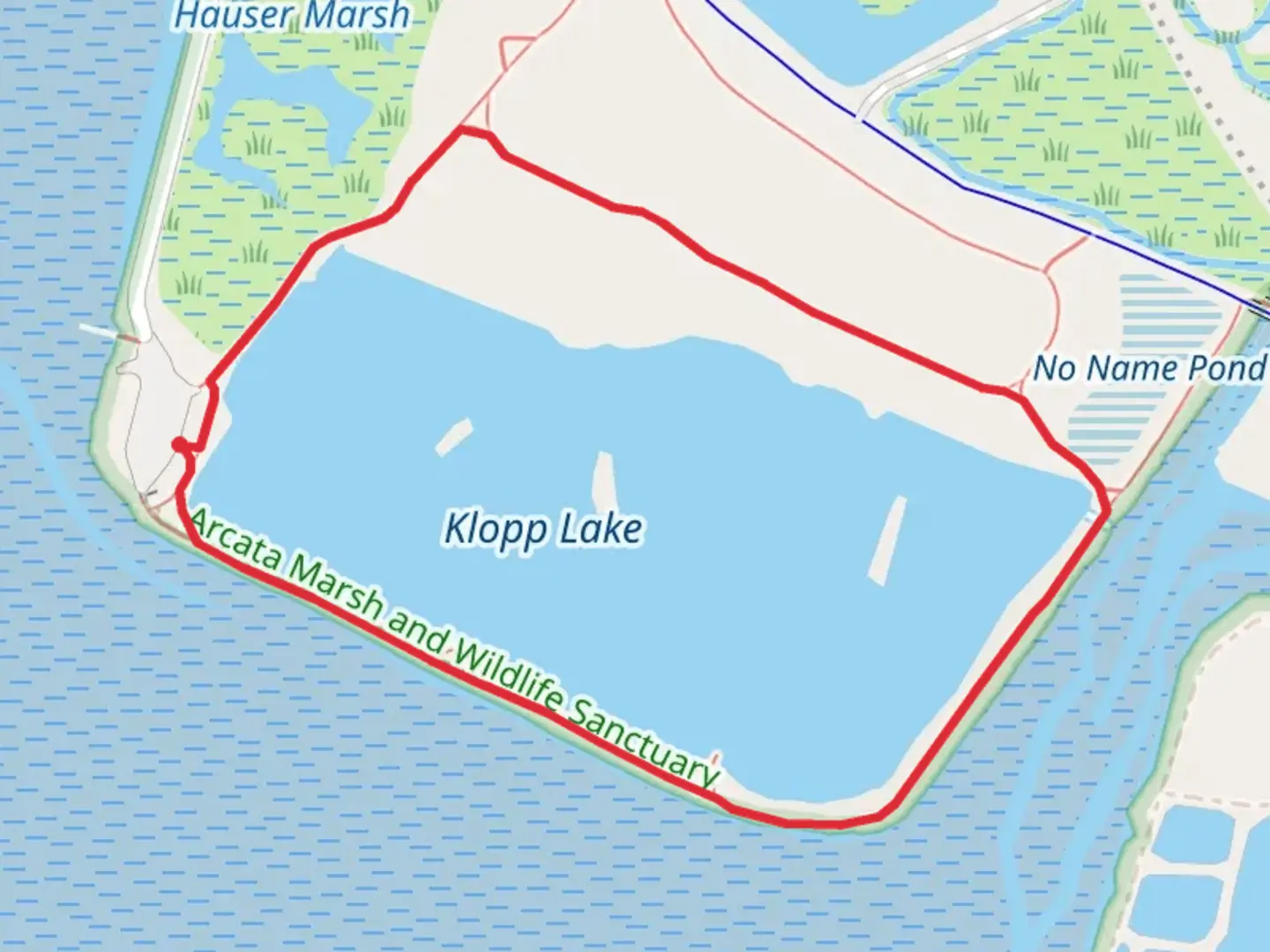 An image depicting the trail Klopp Lake Loop and its surrounding area.