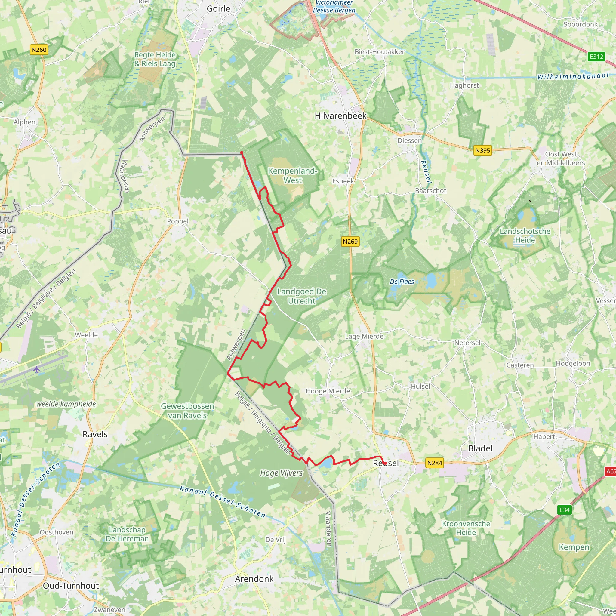 Reusel to Roovert via Grenslandpad mobile static map
