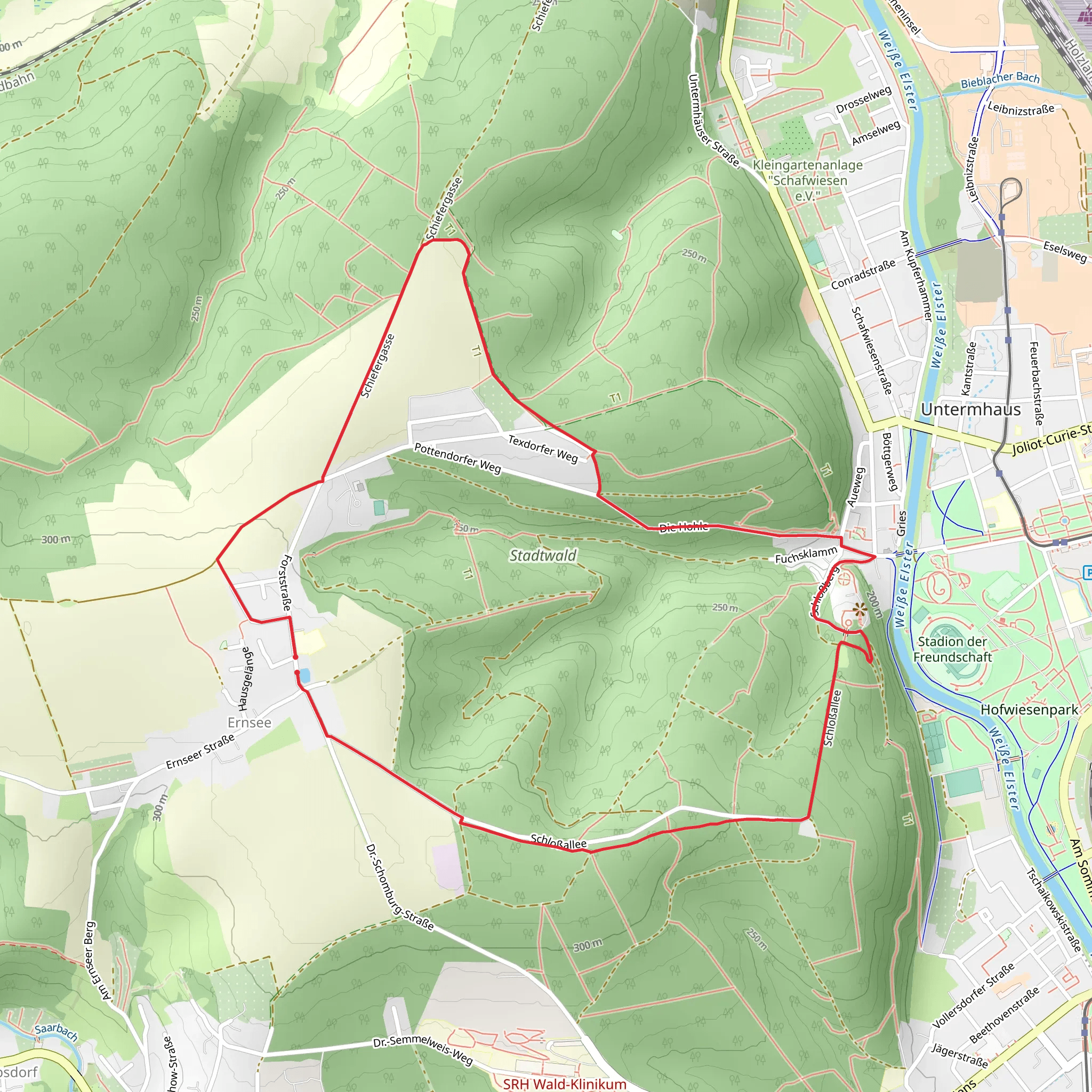 Wanderweg Ernsee-Hammelburg Stadtwald and Die Hohle mobile static map