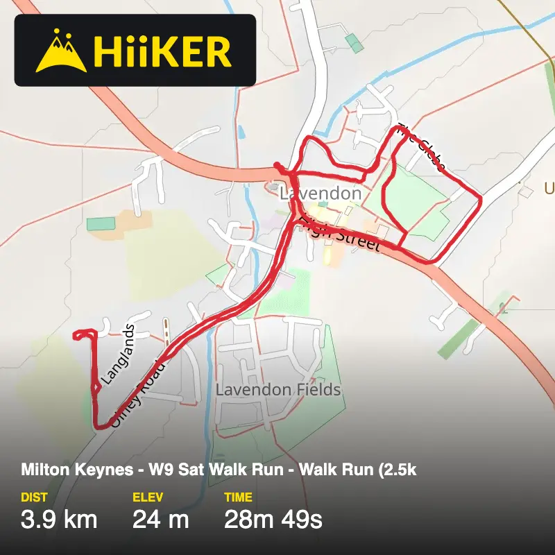 A map preview of the recording Milton Keynes - W9 Sat Walk Run - Walk Run (2.5k.