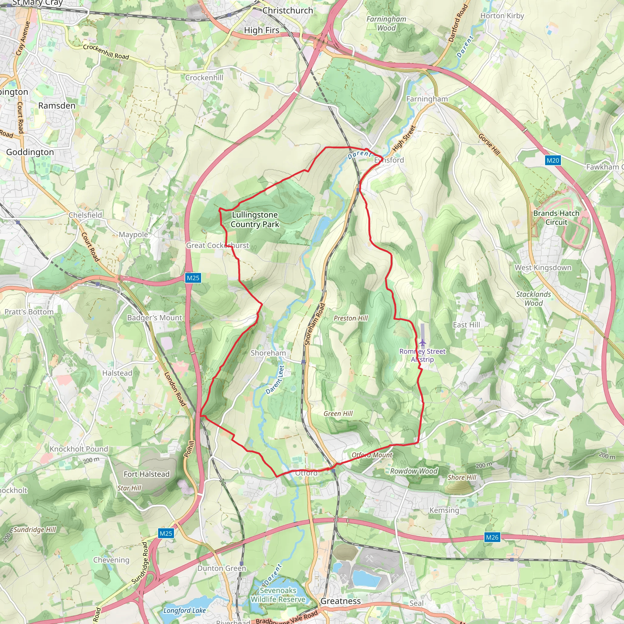 Otford to Eynsford Loop mobile static map
