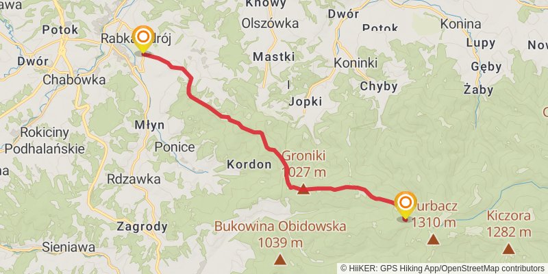 Main Beskid Trail stage 10 Map
