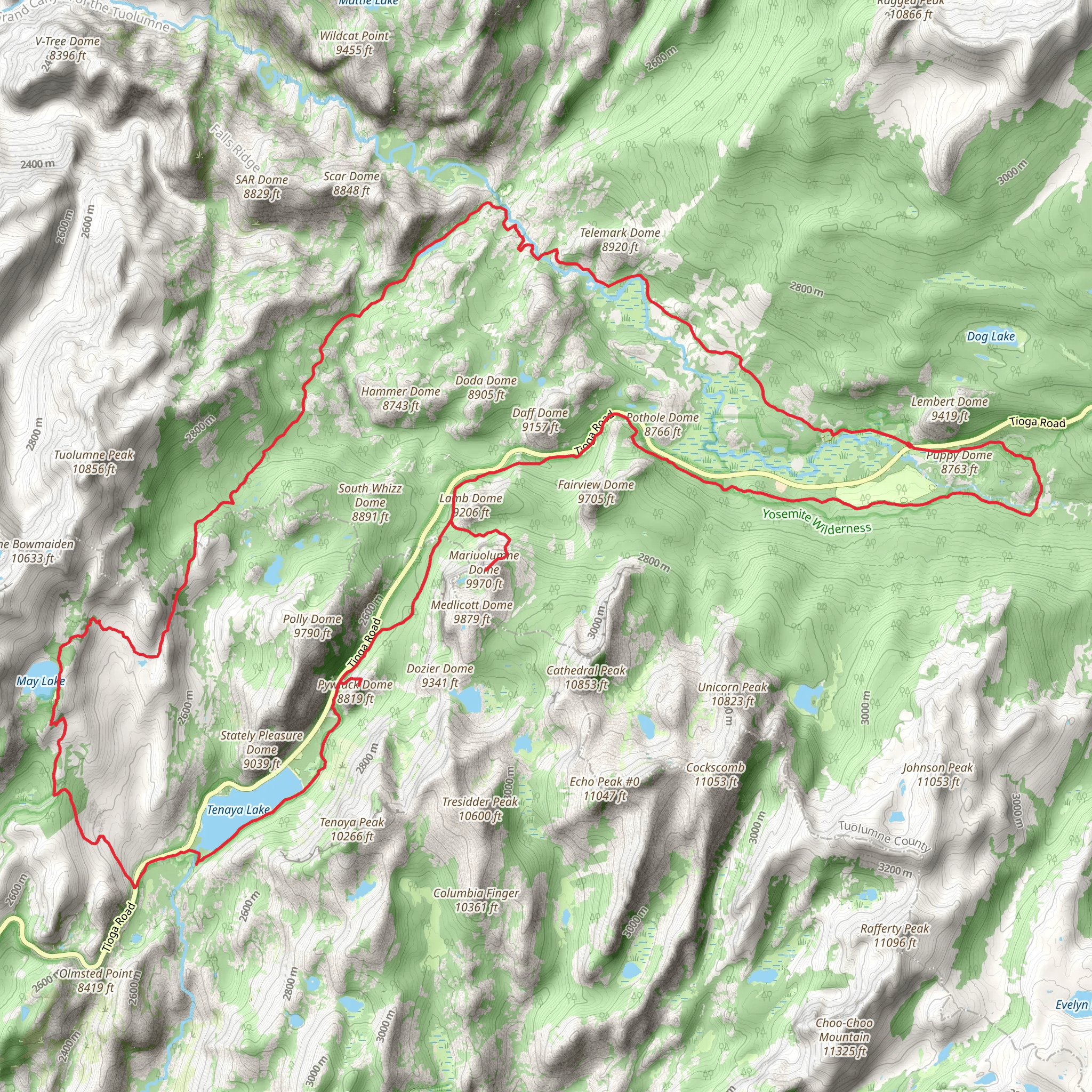 High Sierra Camps Loop - North mobile static map