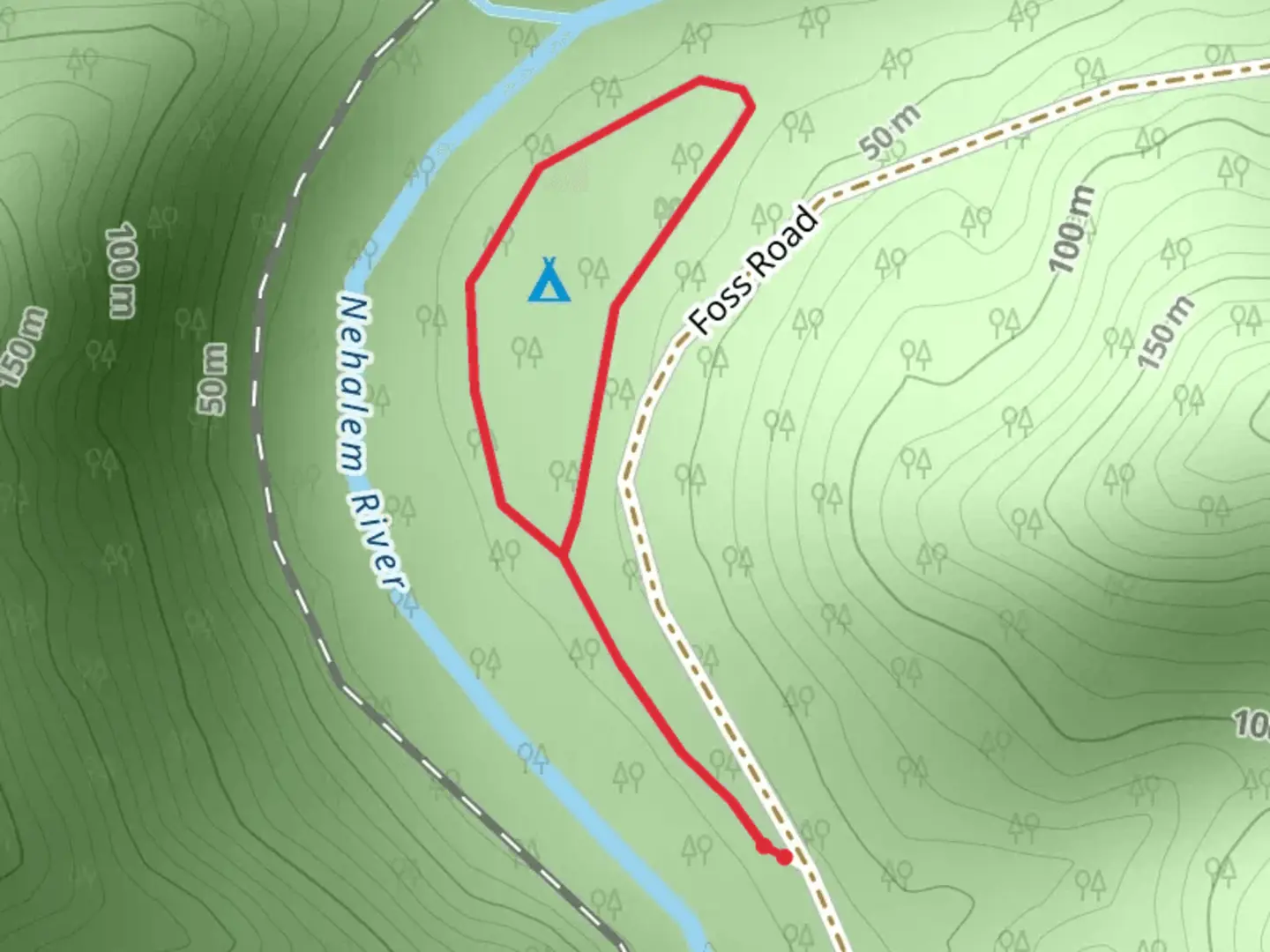 An image depicting the trail Nehalem Falls Campground Loop and its surrounding area.