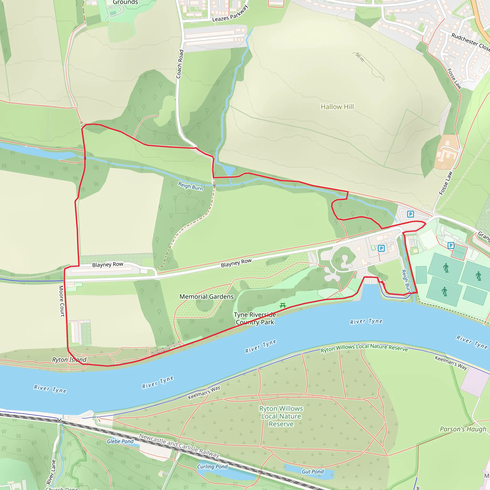 Tyne Riverside Country Park Loop mobile static map