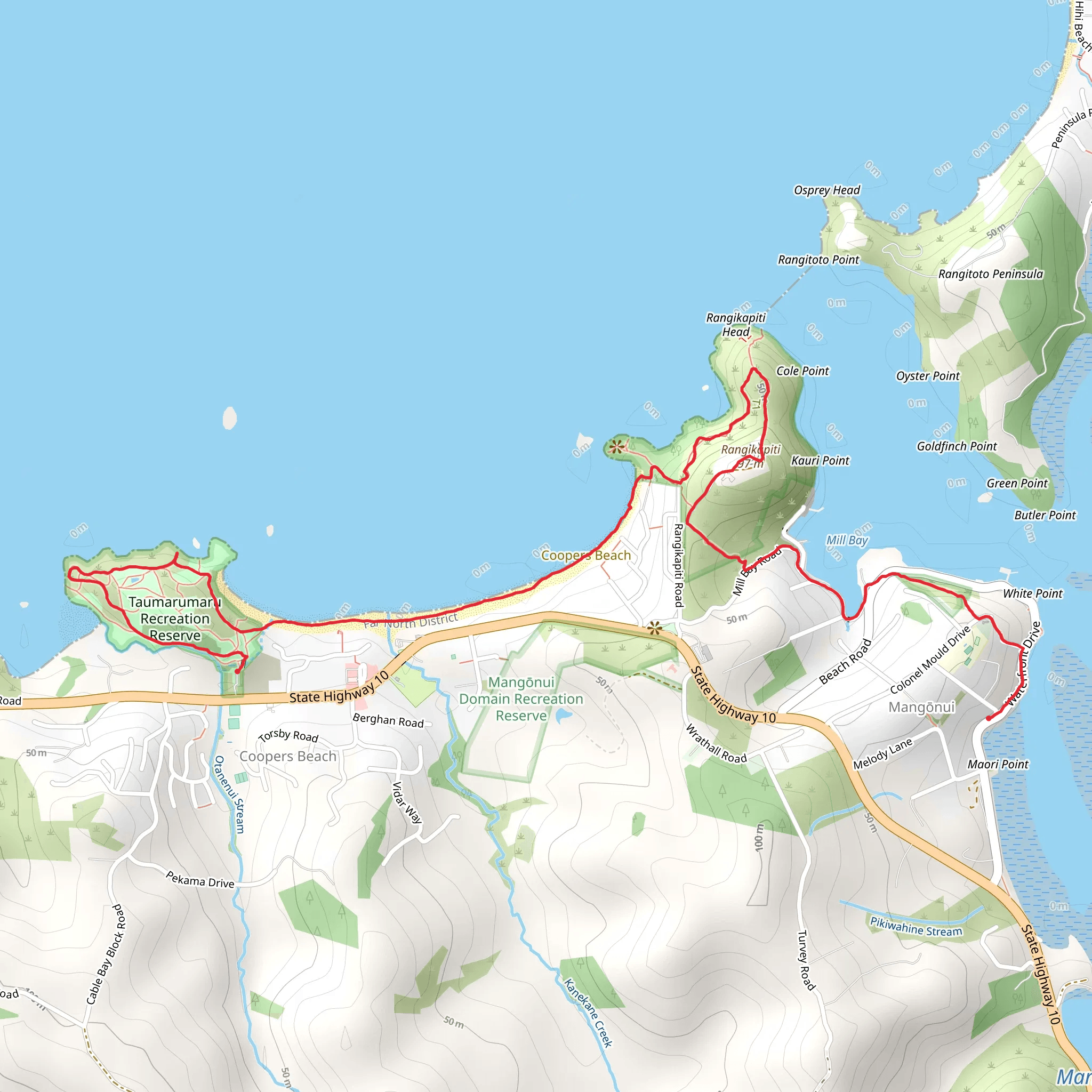 Mangonui to Rangikapiti Pa mobile static map