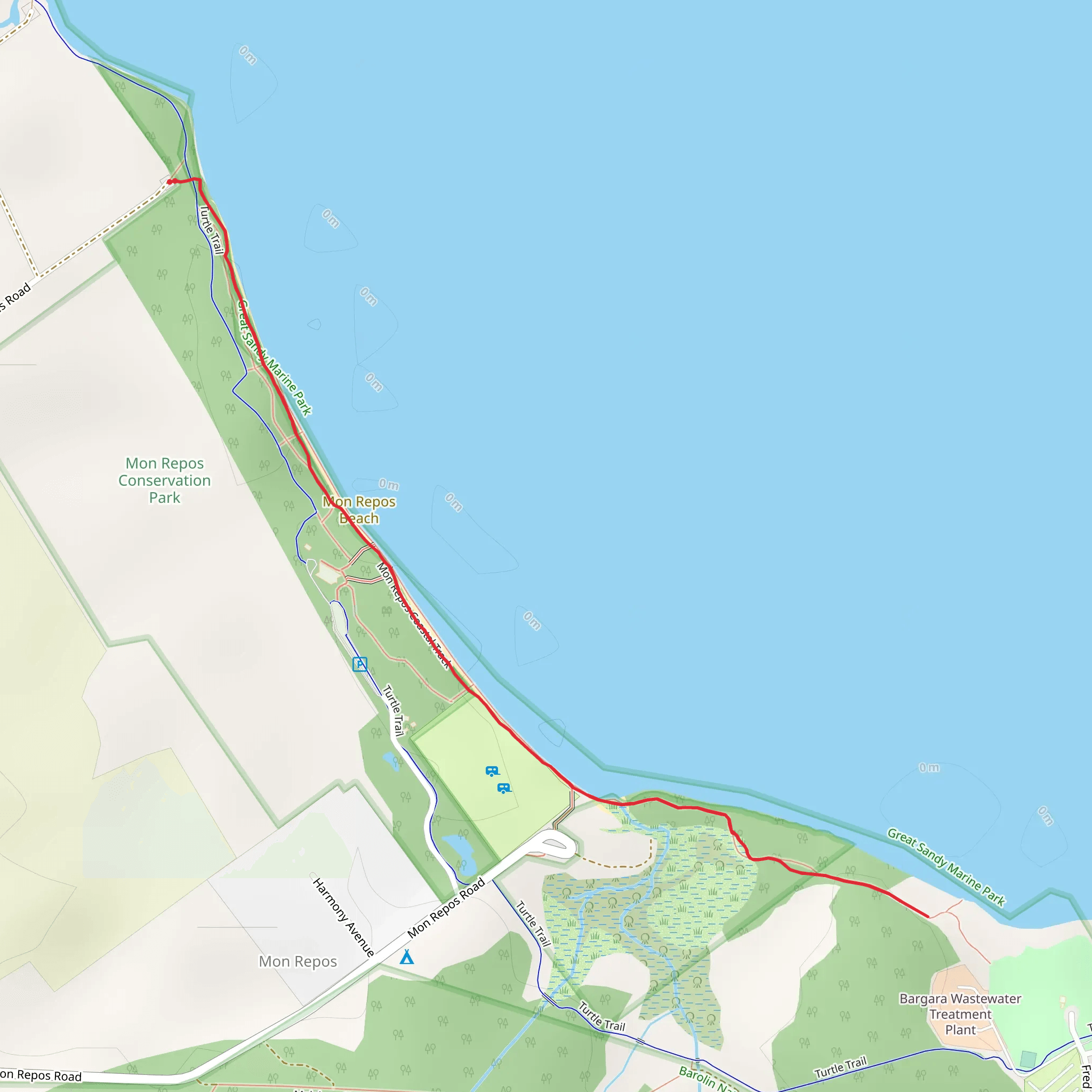 Mon Repos Coastal Track mobile static map