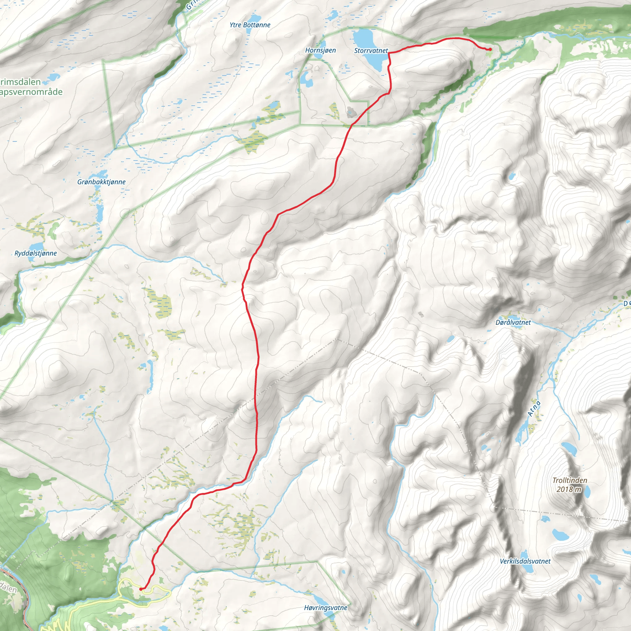 Haverdalseter cabin to Høvringen Landhandleri mobile static map