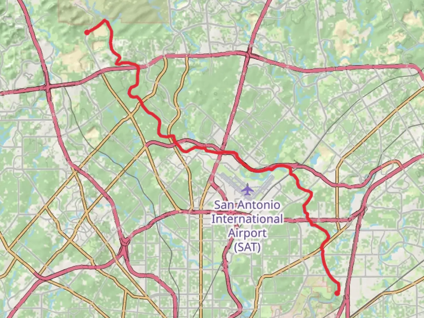 An image depicting the trail Salado Creek Greenway Trail Point to Point and its surrounding area.
