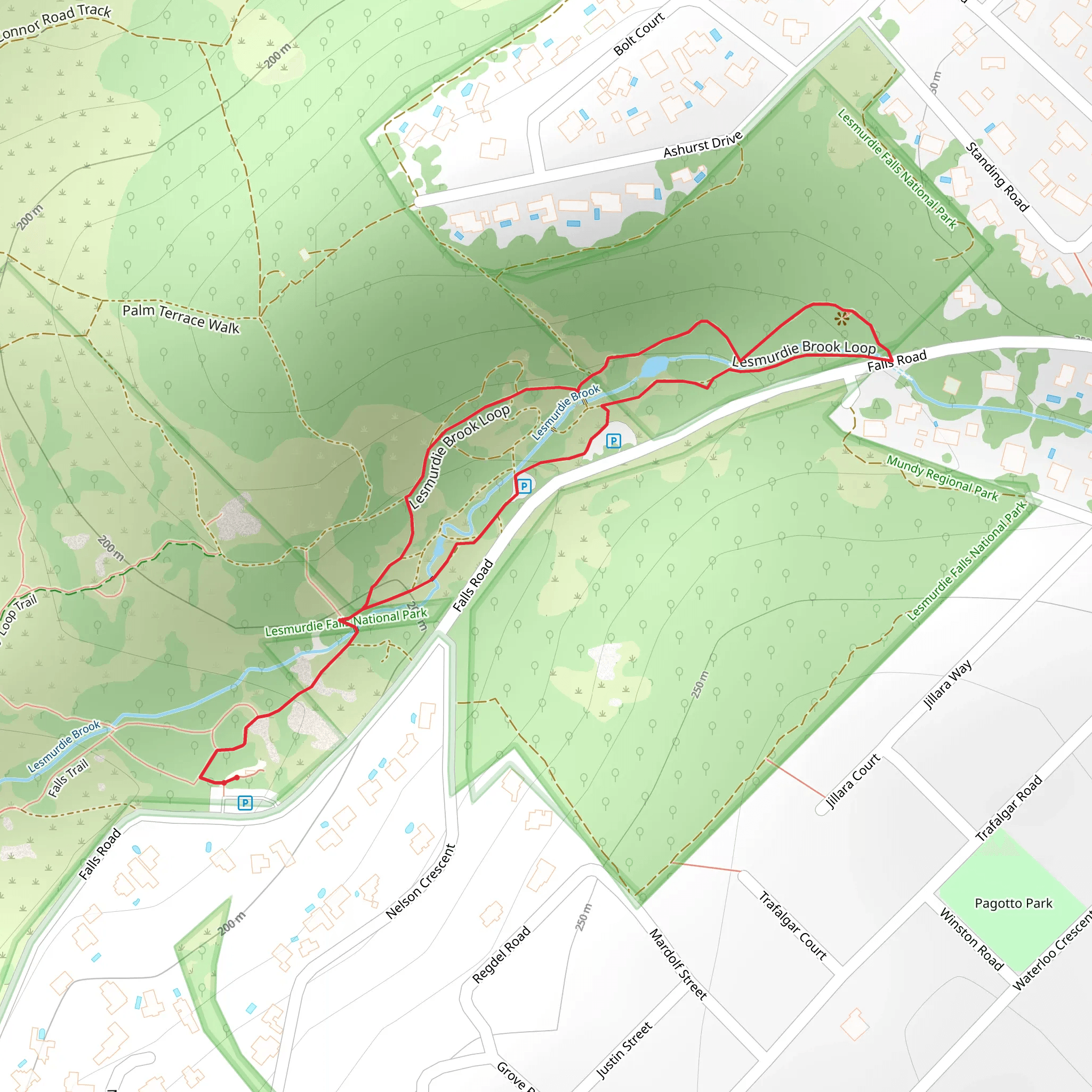 Lesmurdie Brook Loop Track mobile static map