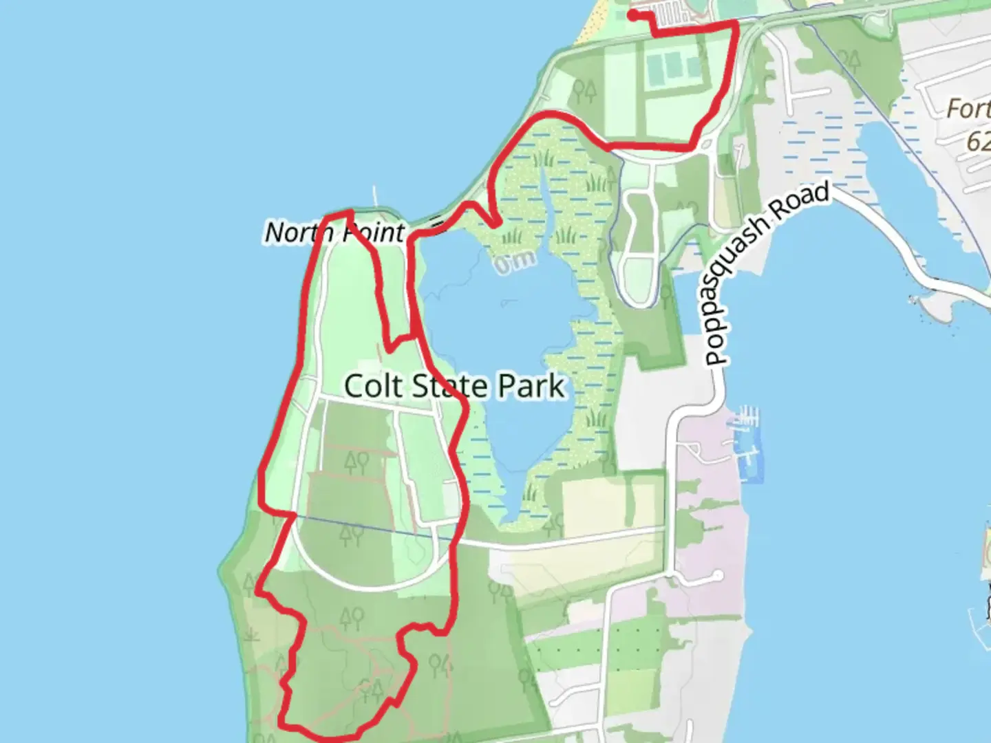 An image depicting the trail Regatta Staging Area Loop and its surrounding area.