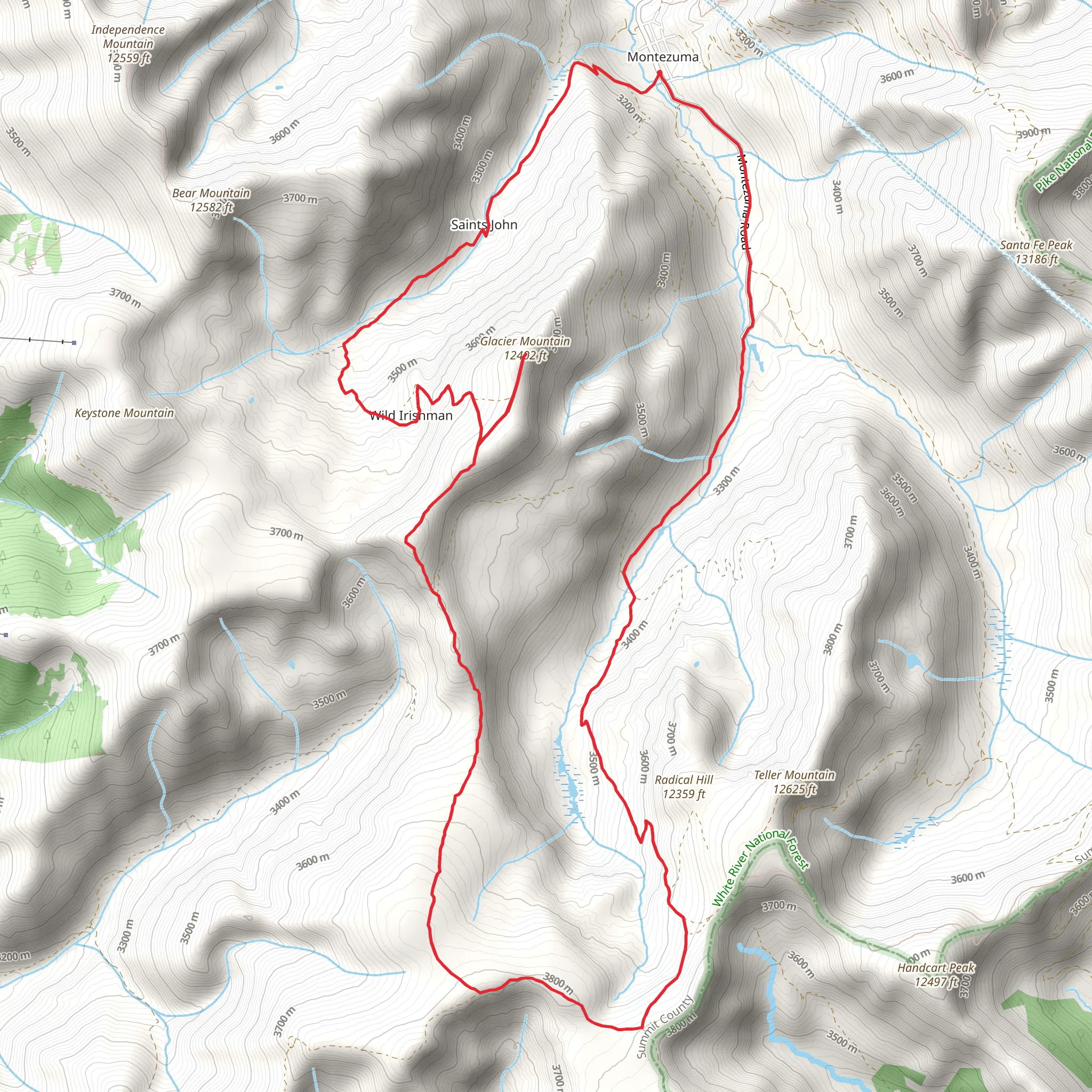 Montezuma Road and Glacier Mountain Loop mobile static map