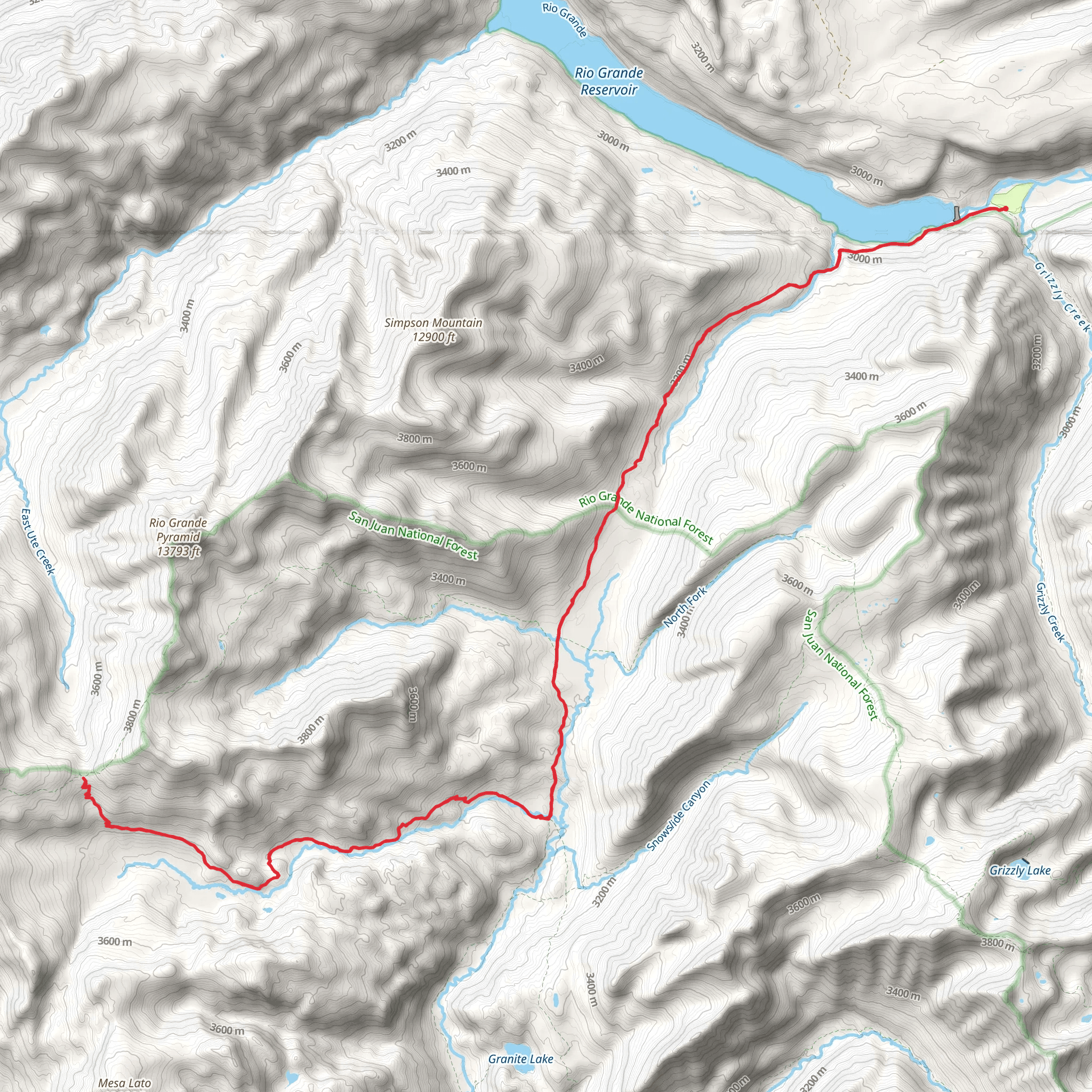 Rincon La Osa Trail via Weminuche Trail and Pine River Trail mobile static map