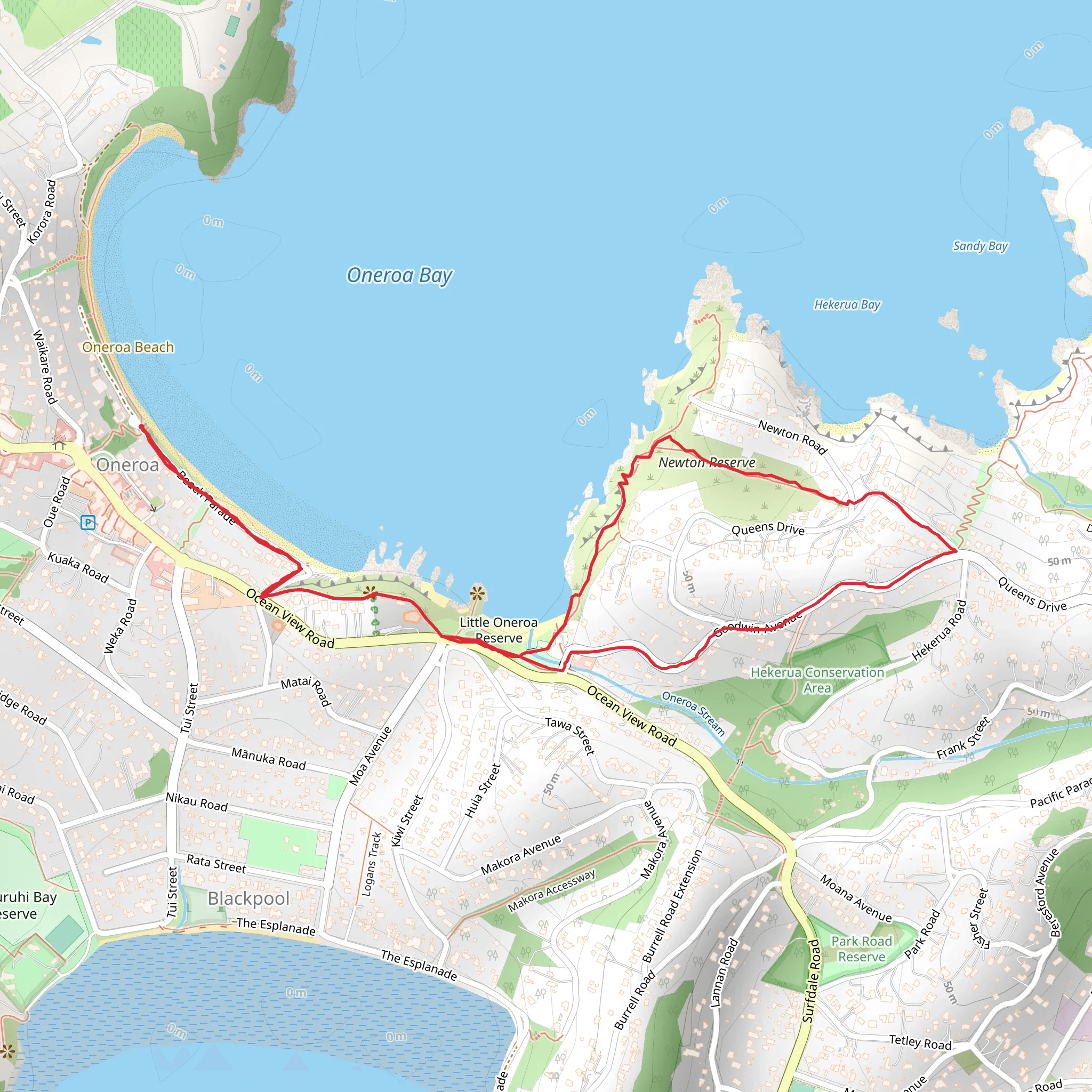 Oneroa Beach Track mobile static map