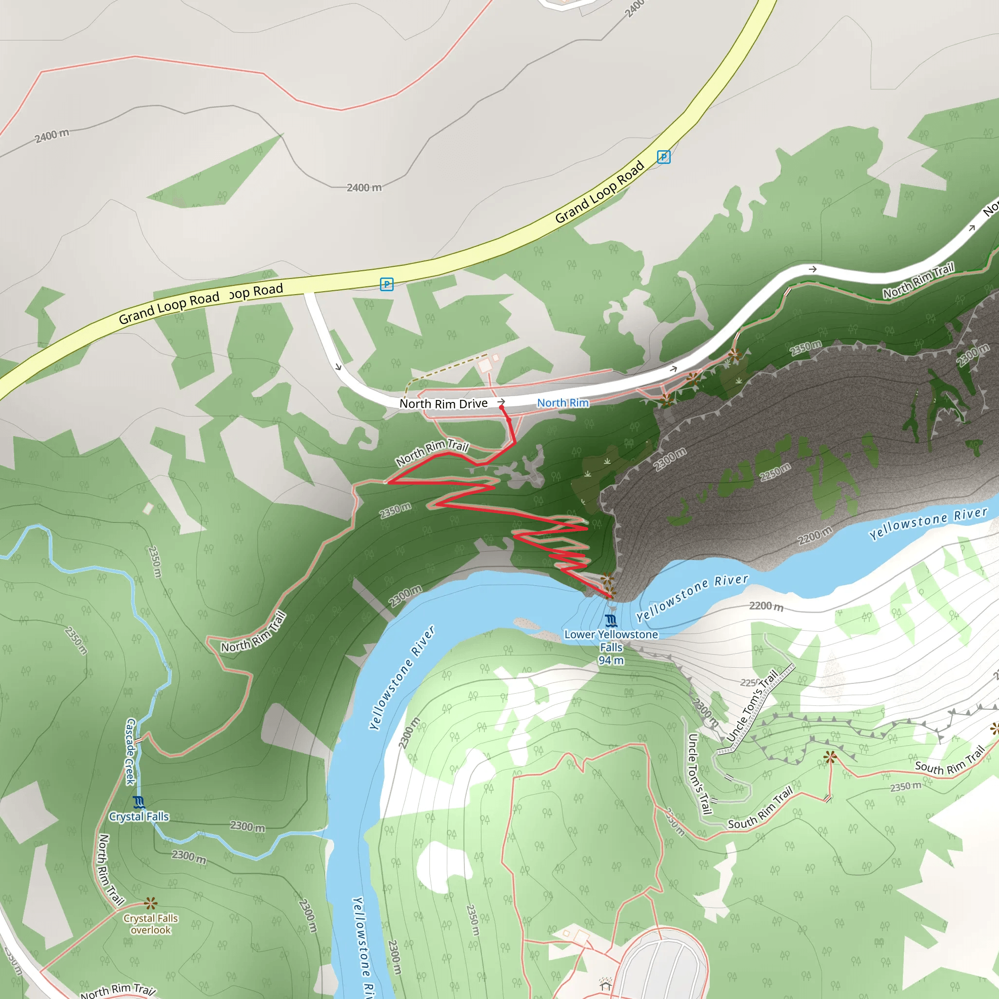 Brink of Lower Falls Trail mobile static map