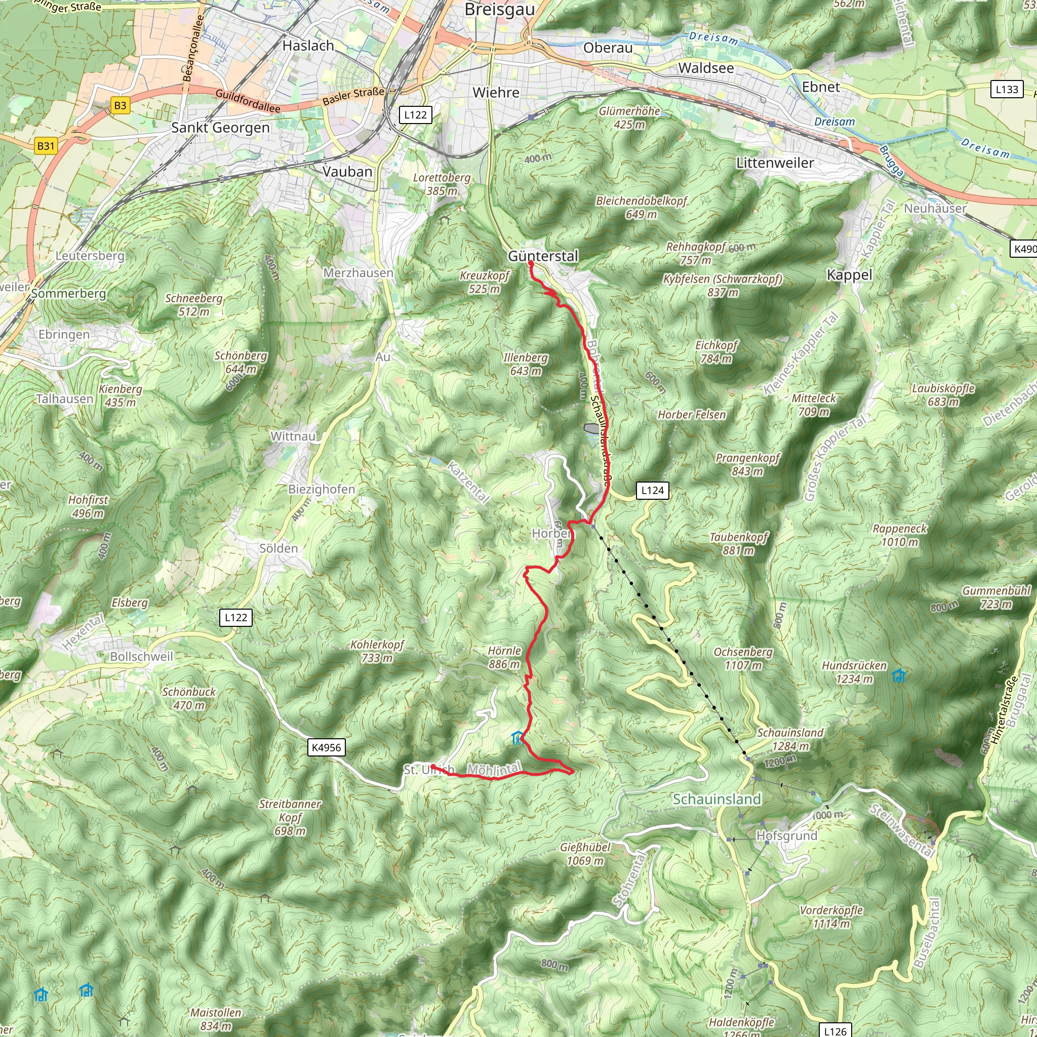 St Ulrich to Klosterplatz Walk via Schletterlehof mobile static map