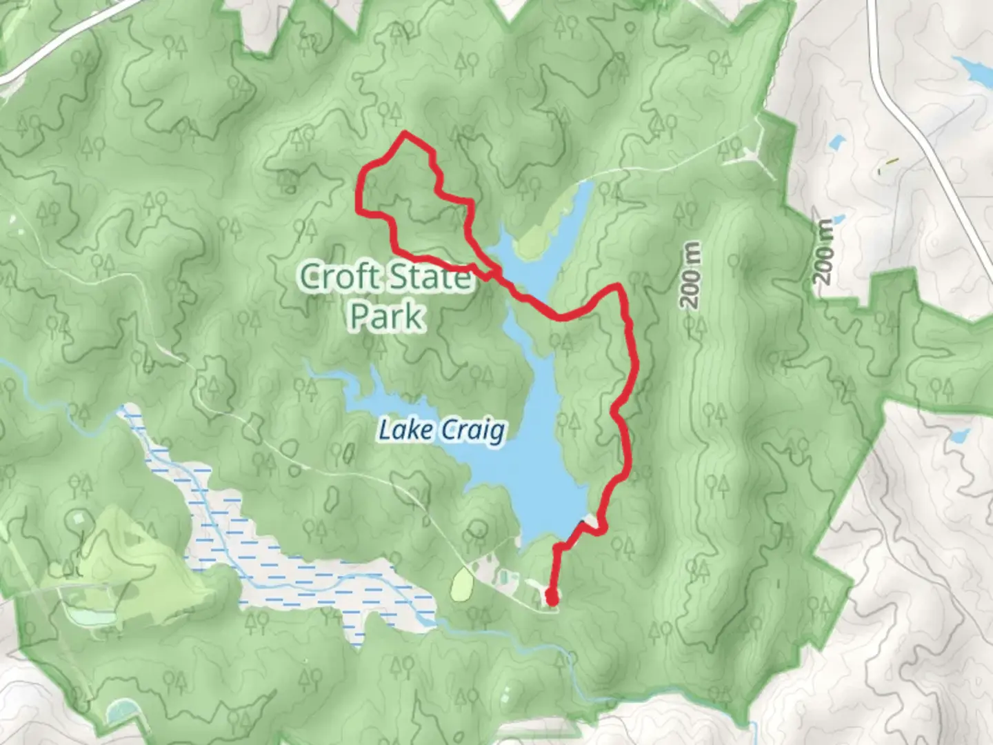 An image depicting the trail Lake Johnson and Lake Johnson Loop and its surrounding area.