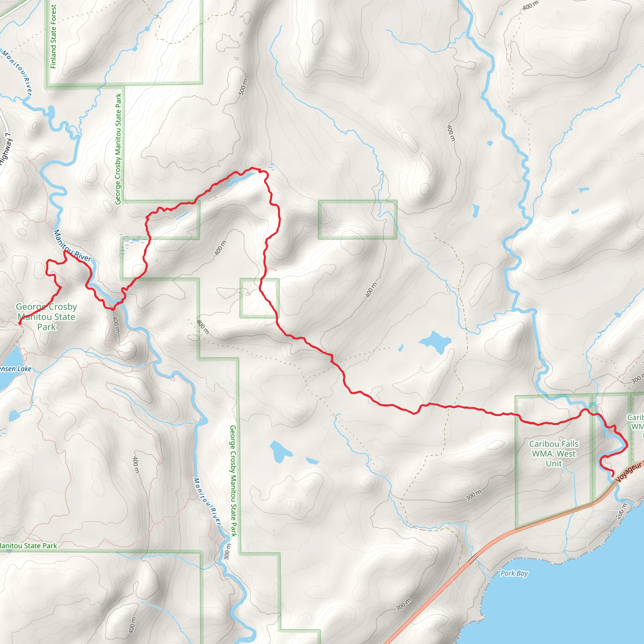 Caribou Falls - Superior Hiking Trail mobile static map