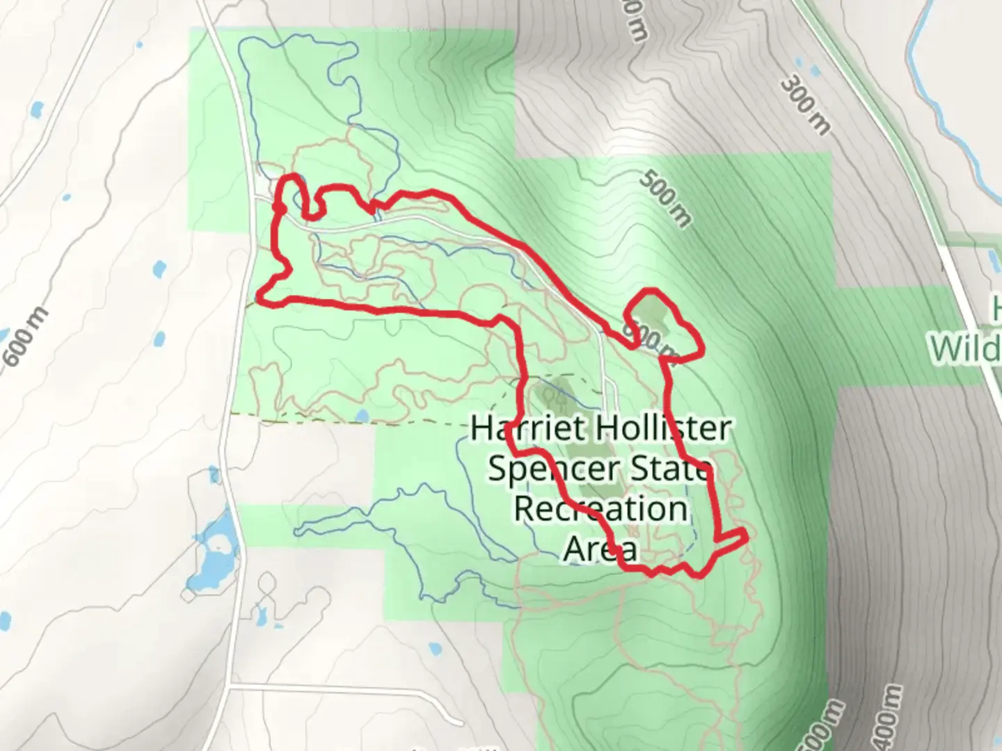 An image depicting the trail Harriet Hollister Spencer Loop Trail and its surrounding area.