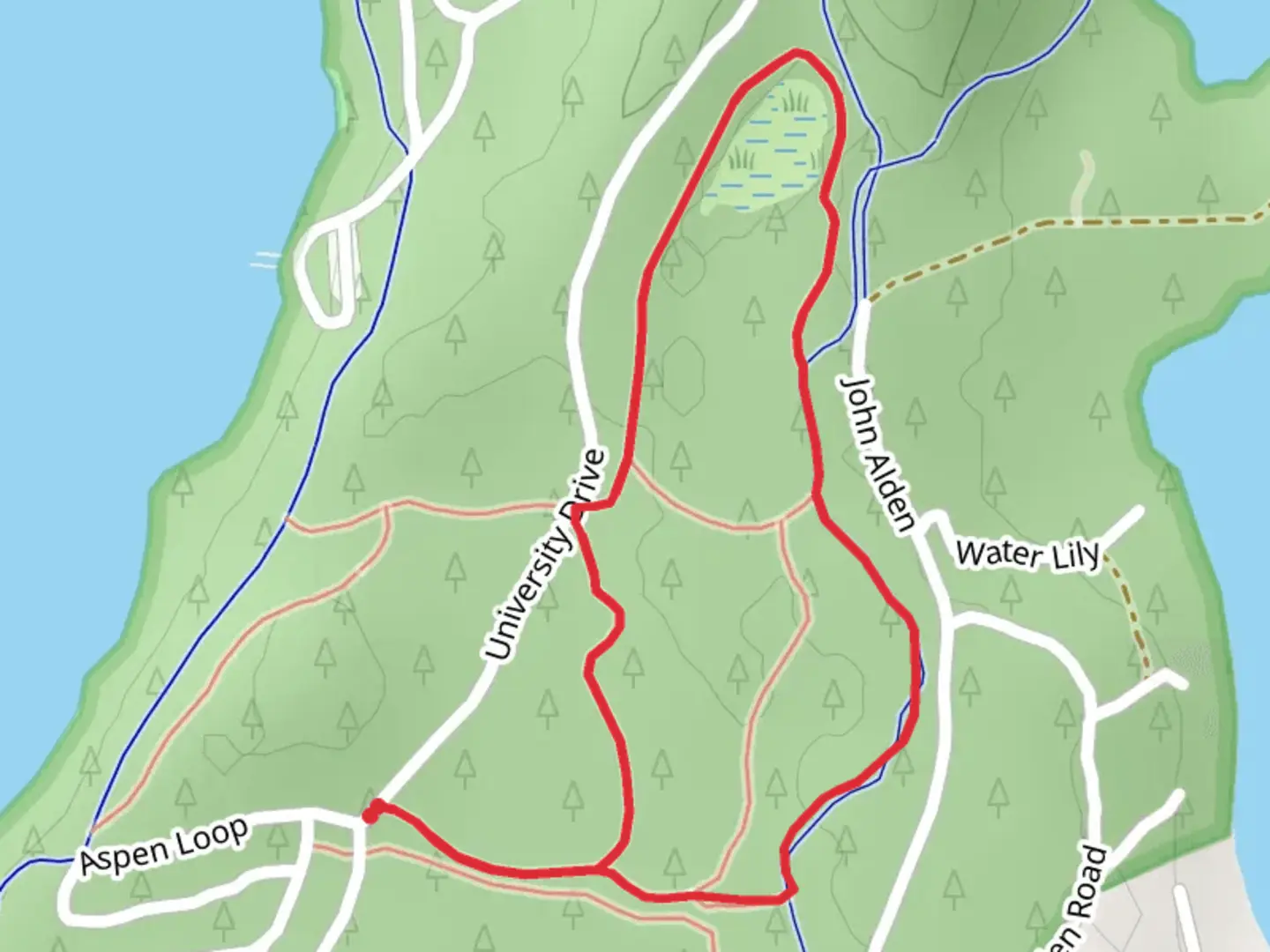 An image depicting the trail Huckleberry and Meadow Marsh Loop and its surrounding area.
