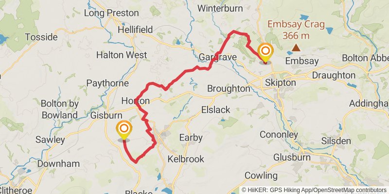 Lancashire to Yorkshire Historical Walk stage 6 Map