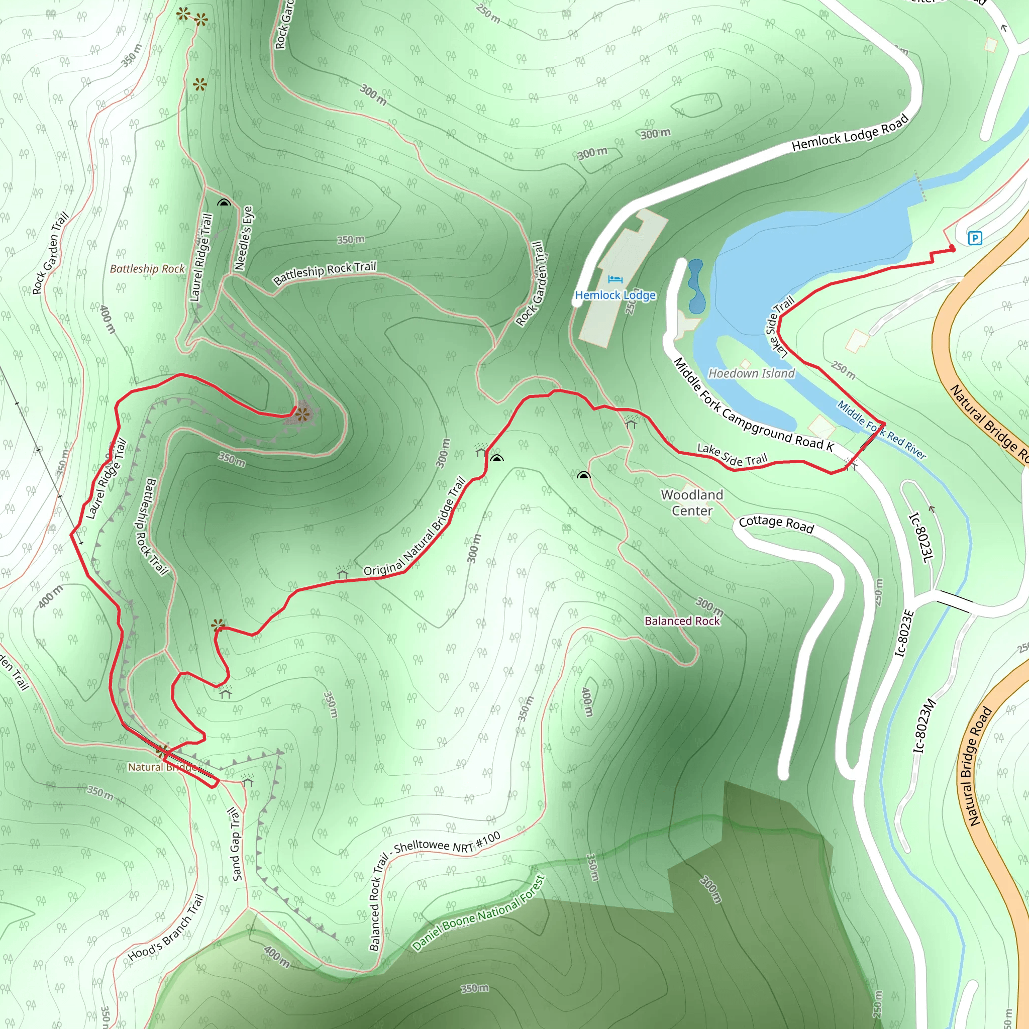 Battleship Rock via Original Natural Bridge Trail mobile static map