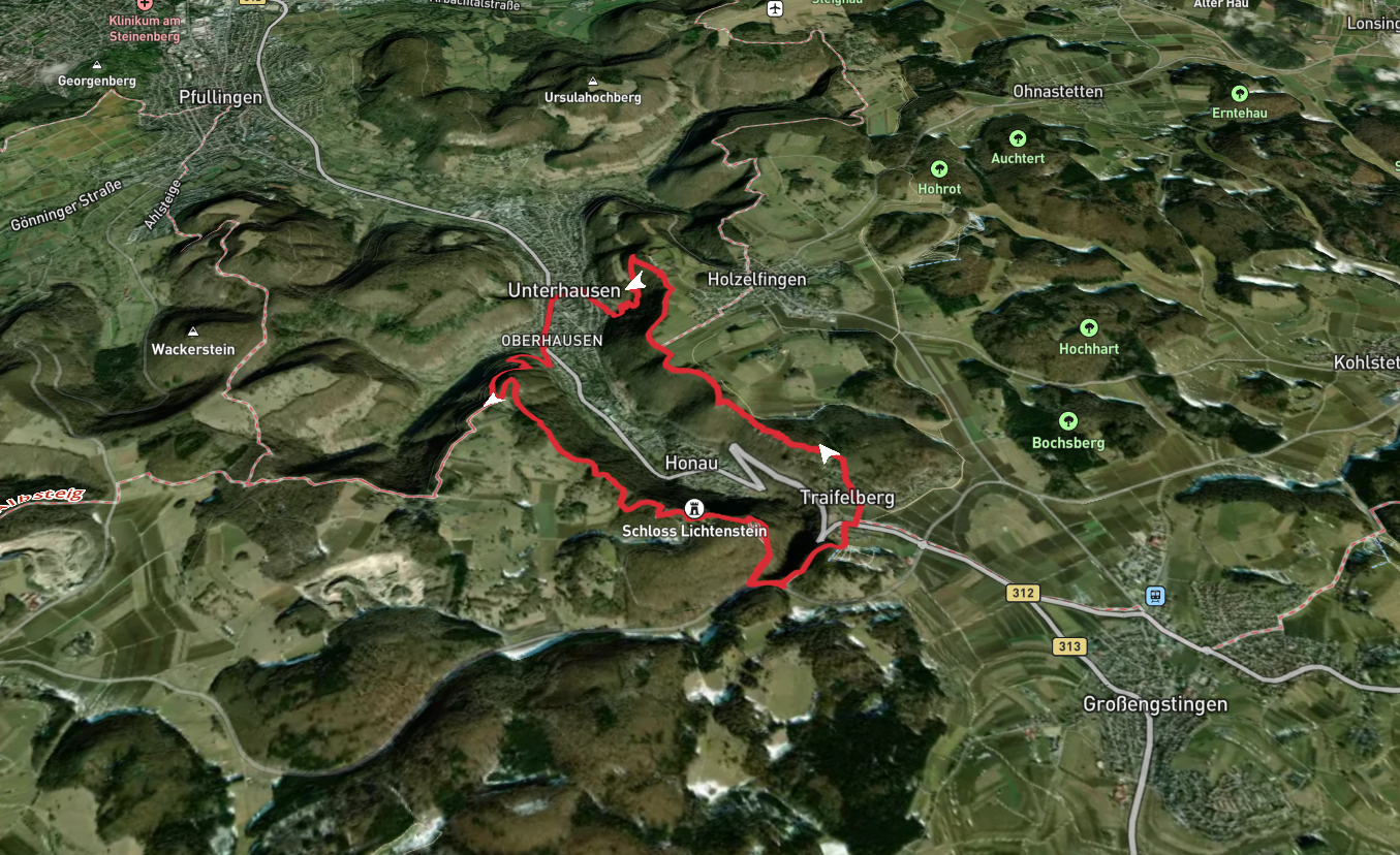Locherstein, Rotelstein, Gießstein and Alter Lichtenstein Loop