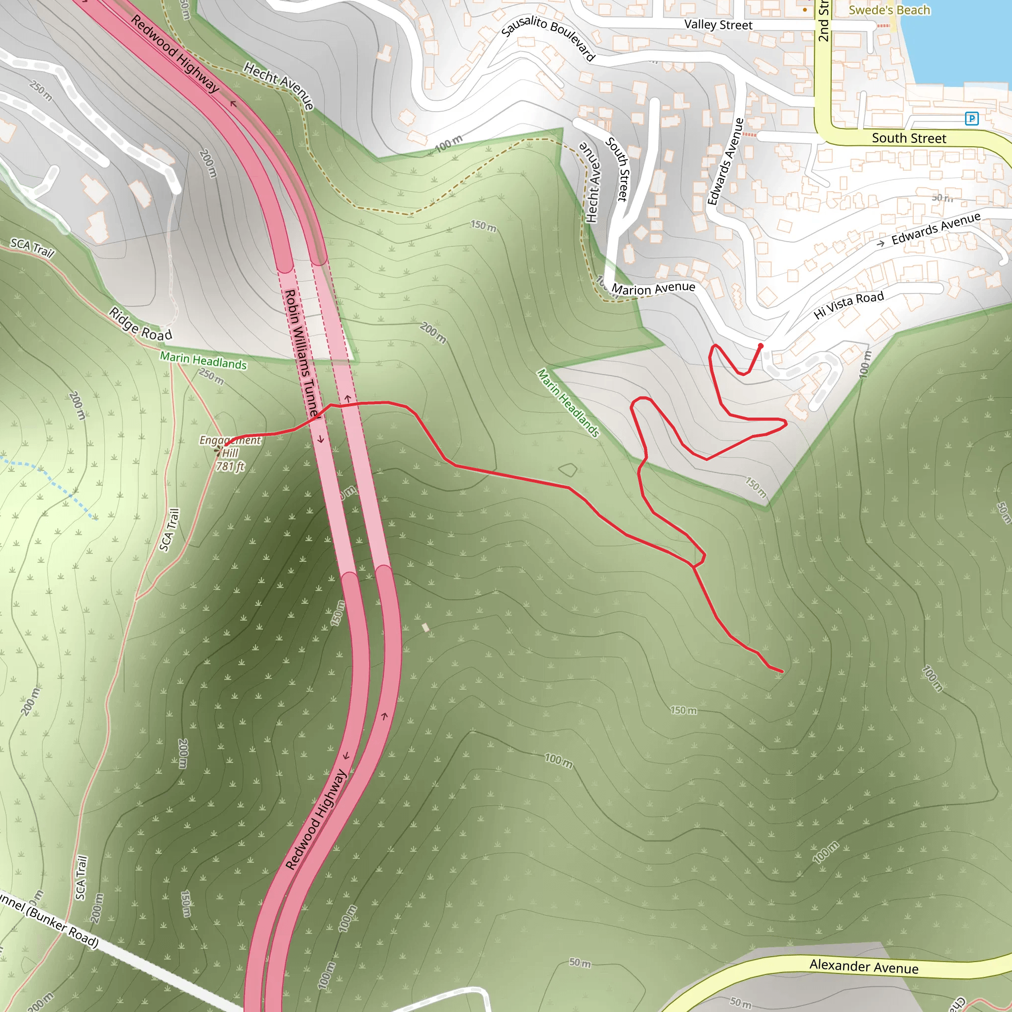 Engagement Hill from Marion Avenue mobile static map
