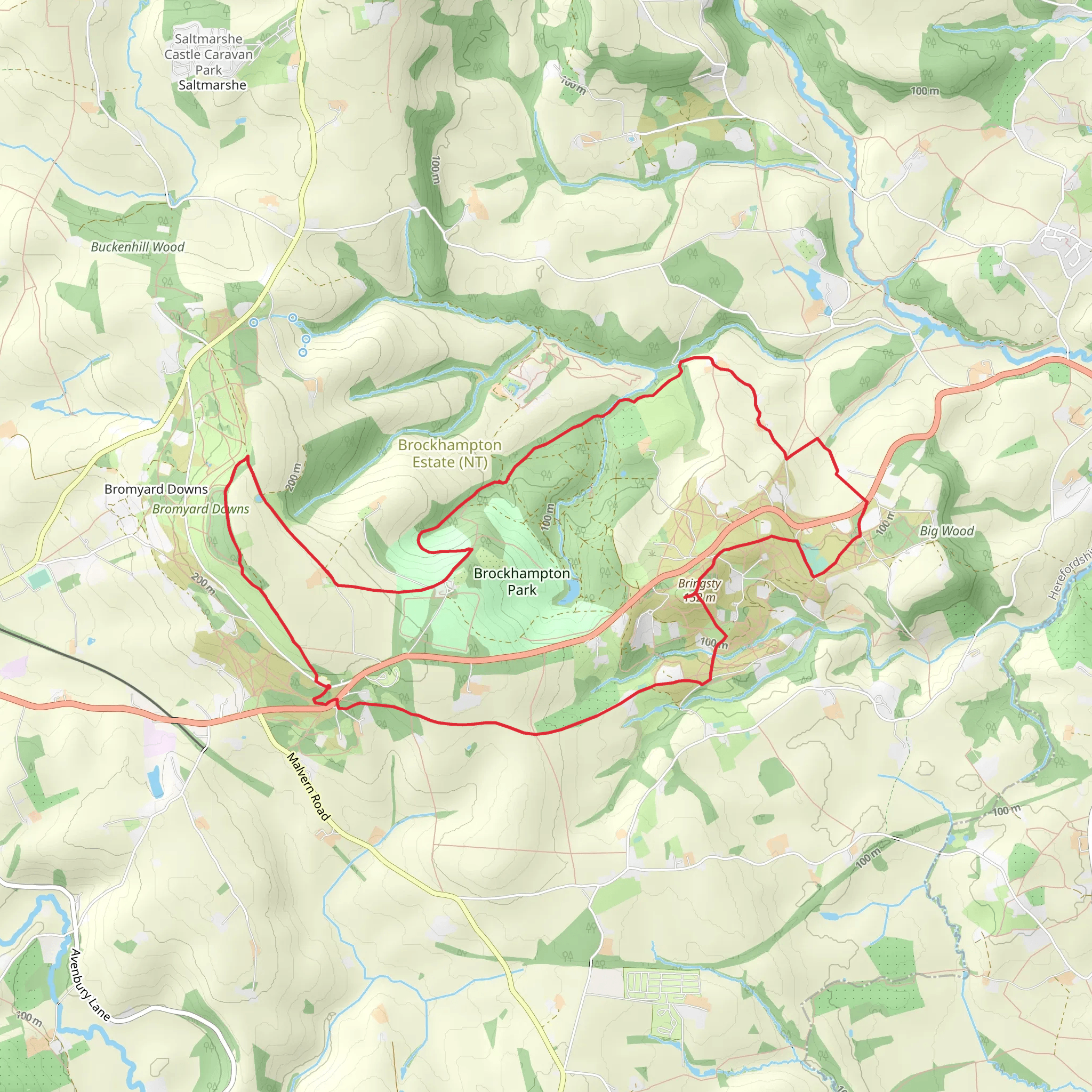 Brockhampton Park and Warren Wood Loop mobile static map