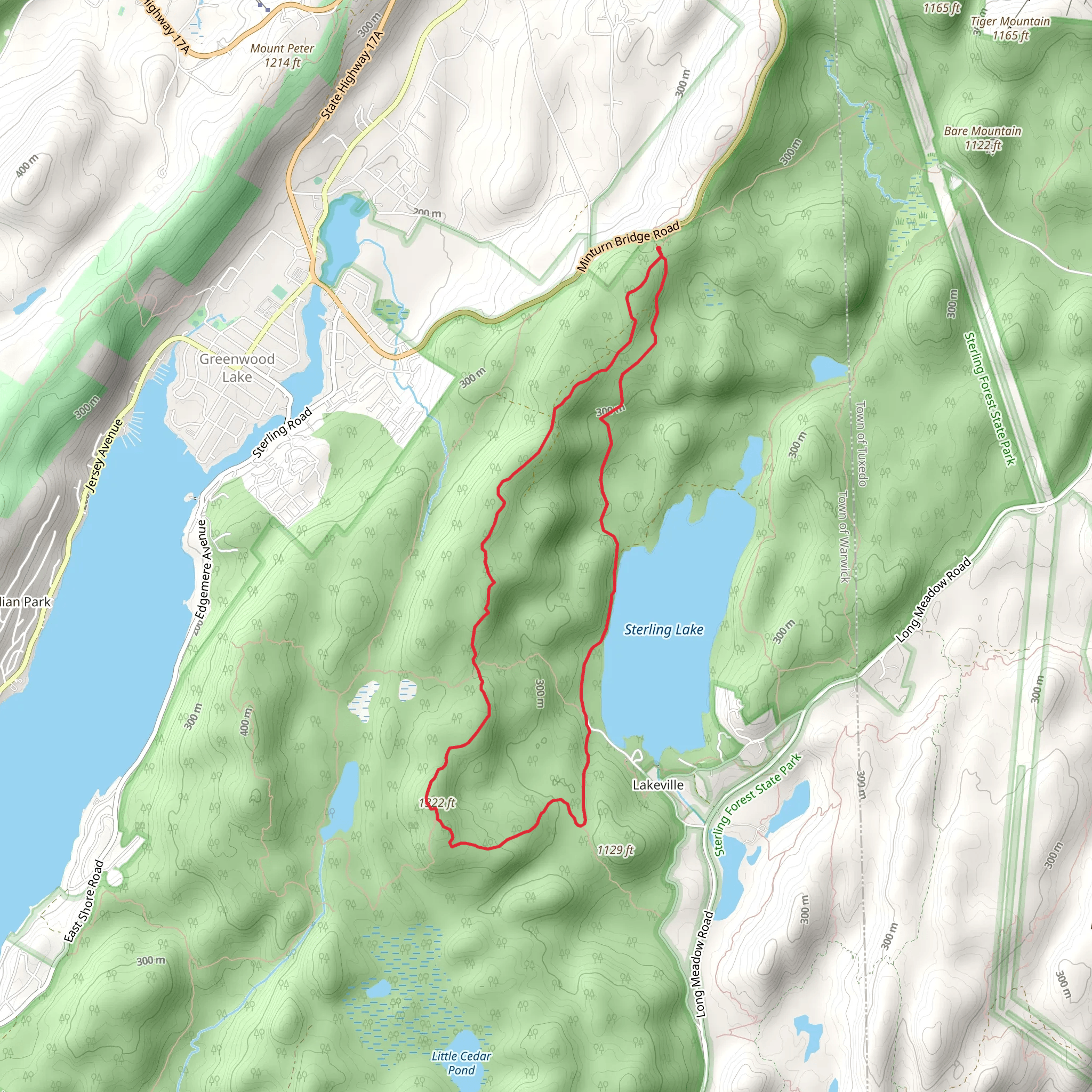 Sterling Ridge Trail via Sterling Lake mobile static map