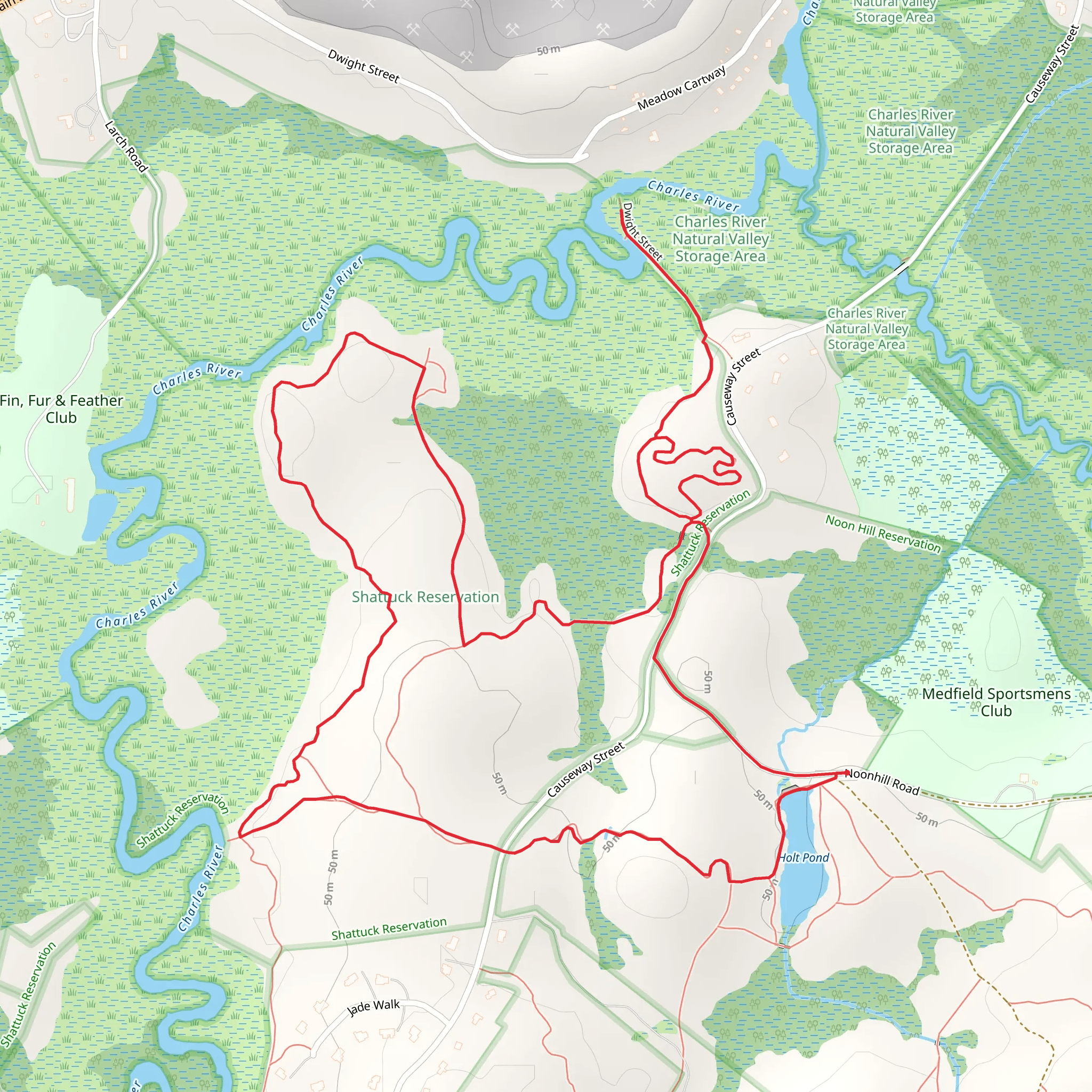 Bay Circuit Trail and Dwight Street Loop - Holt Pond mobile static map