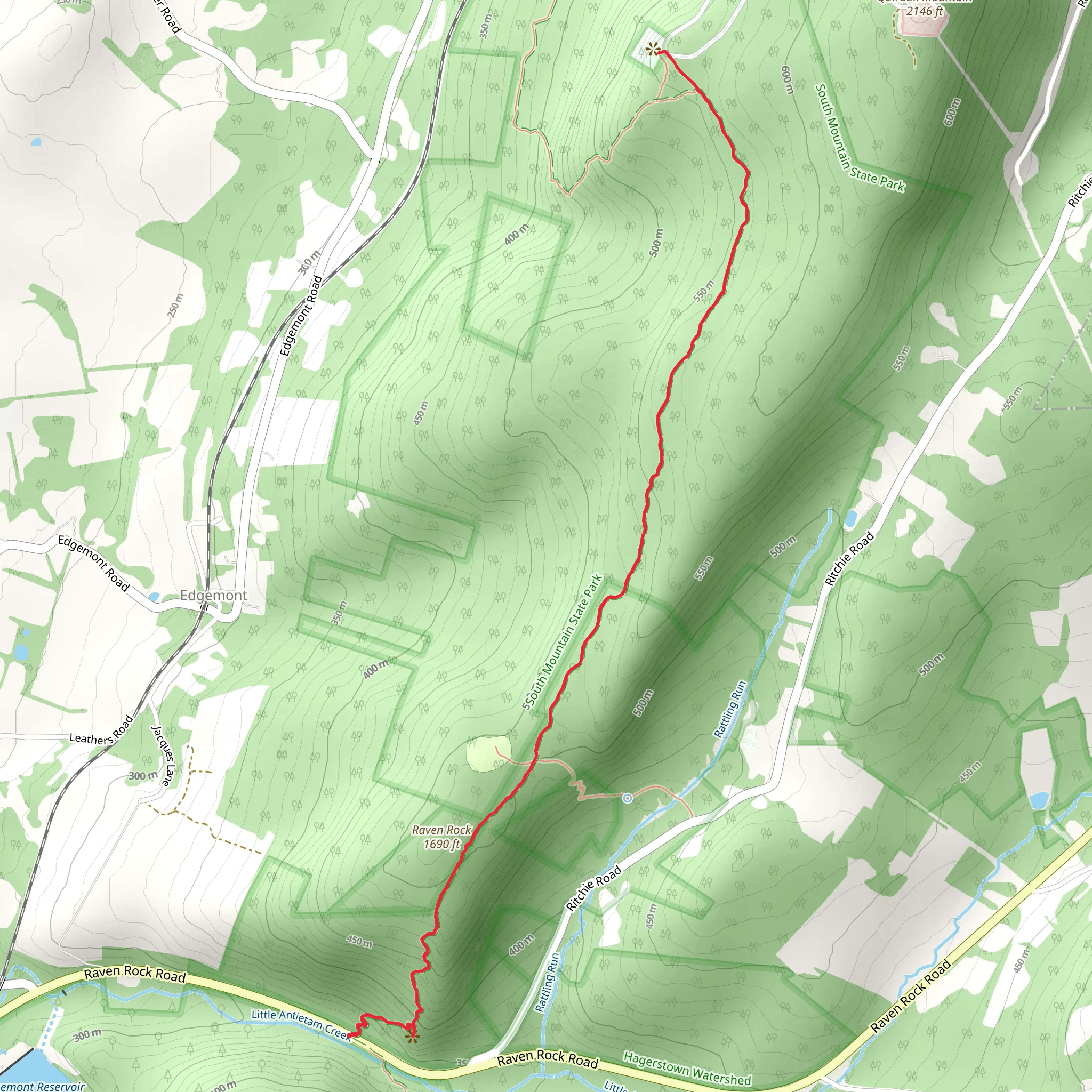 Raven Rock to High Rock via Appalachian National Scenic Trail mobile static map