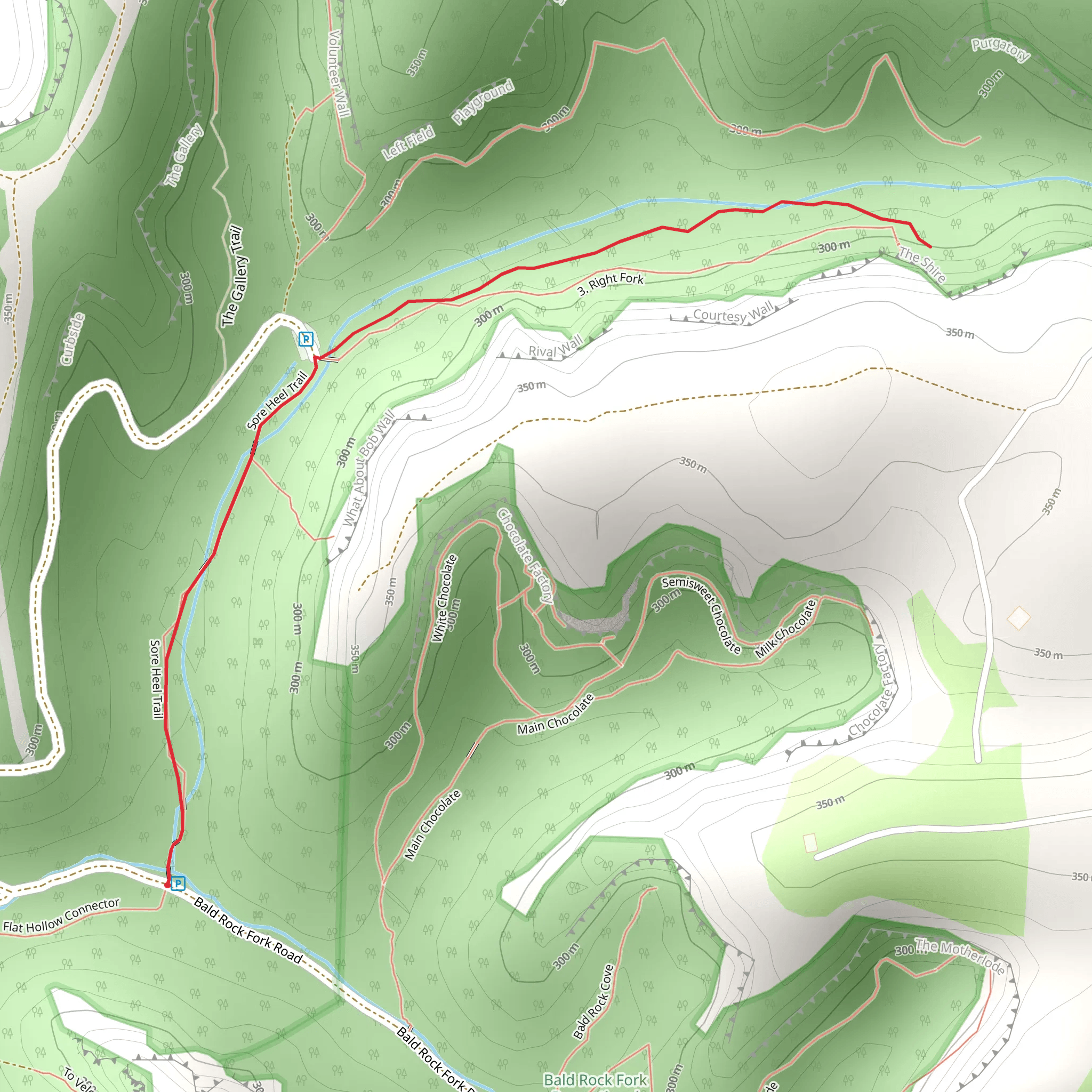 Sore Heel and Right Fork Trail mobile static map