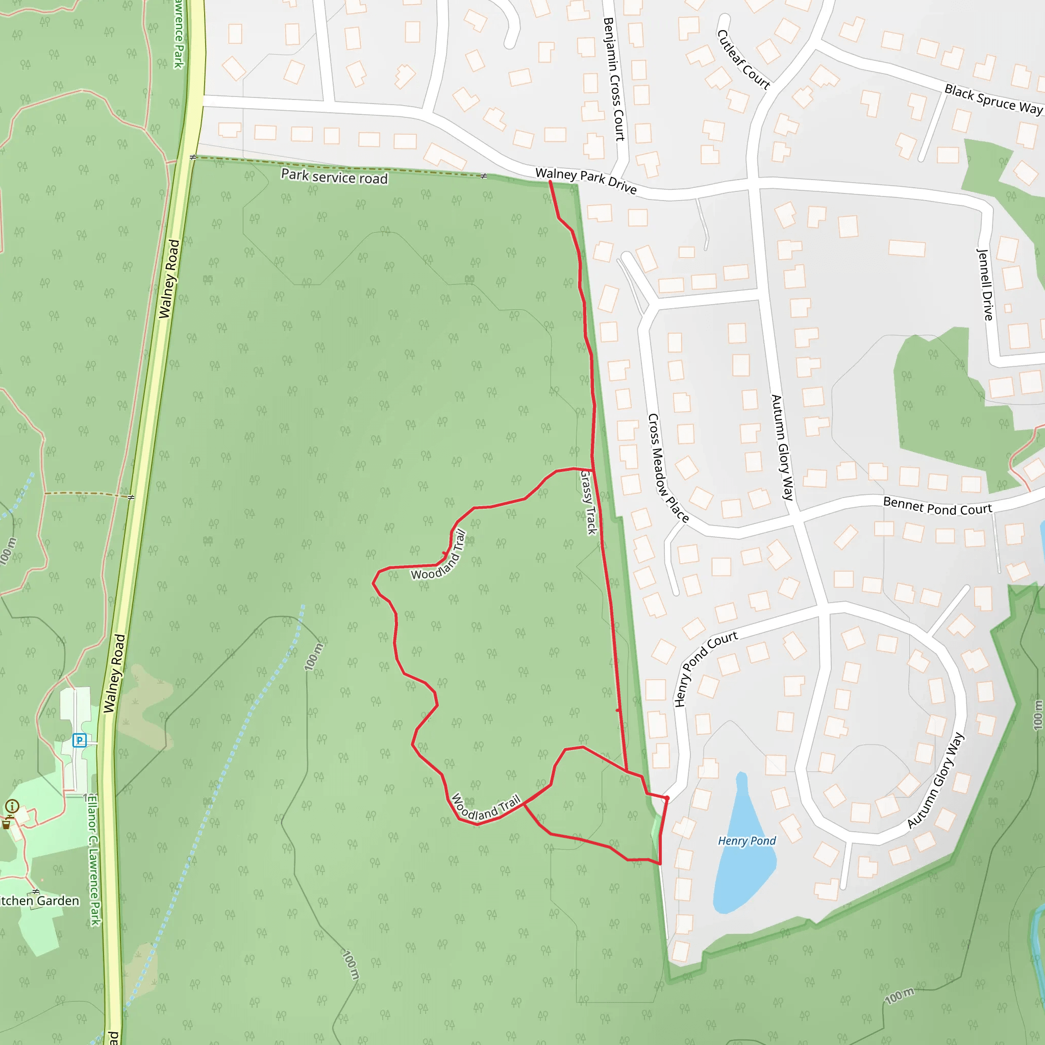 Woodland Trail and Grassy Track mobile static map