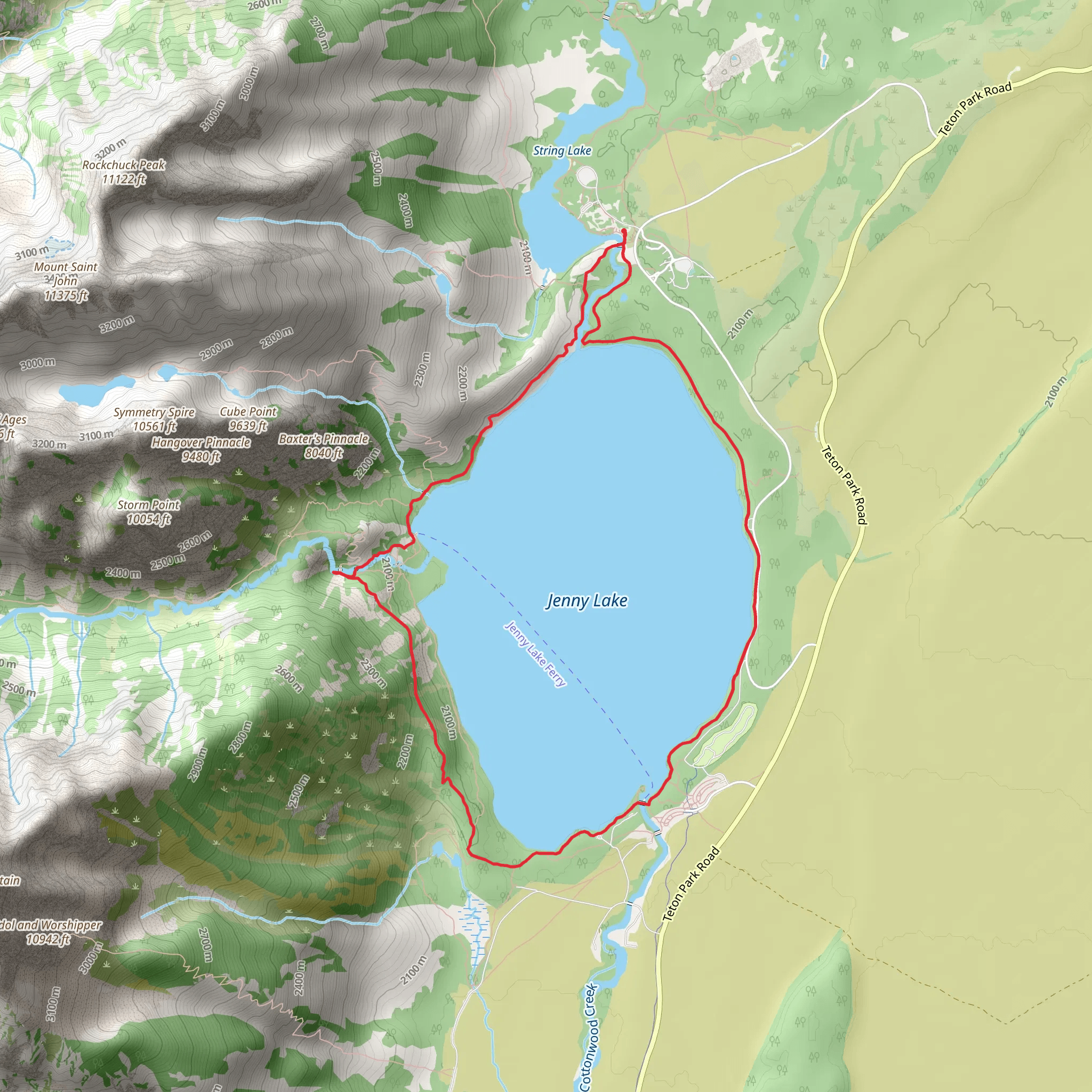 Jenny Lake and Hidden Falls Loop Trail mobile static map
