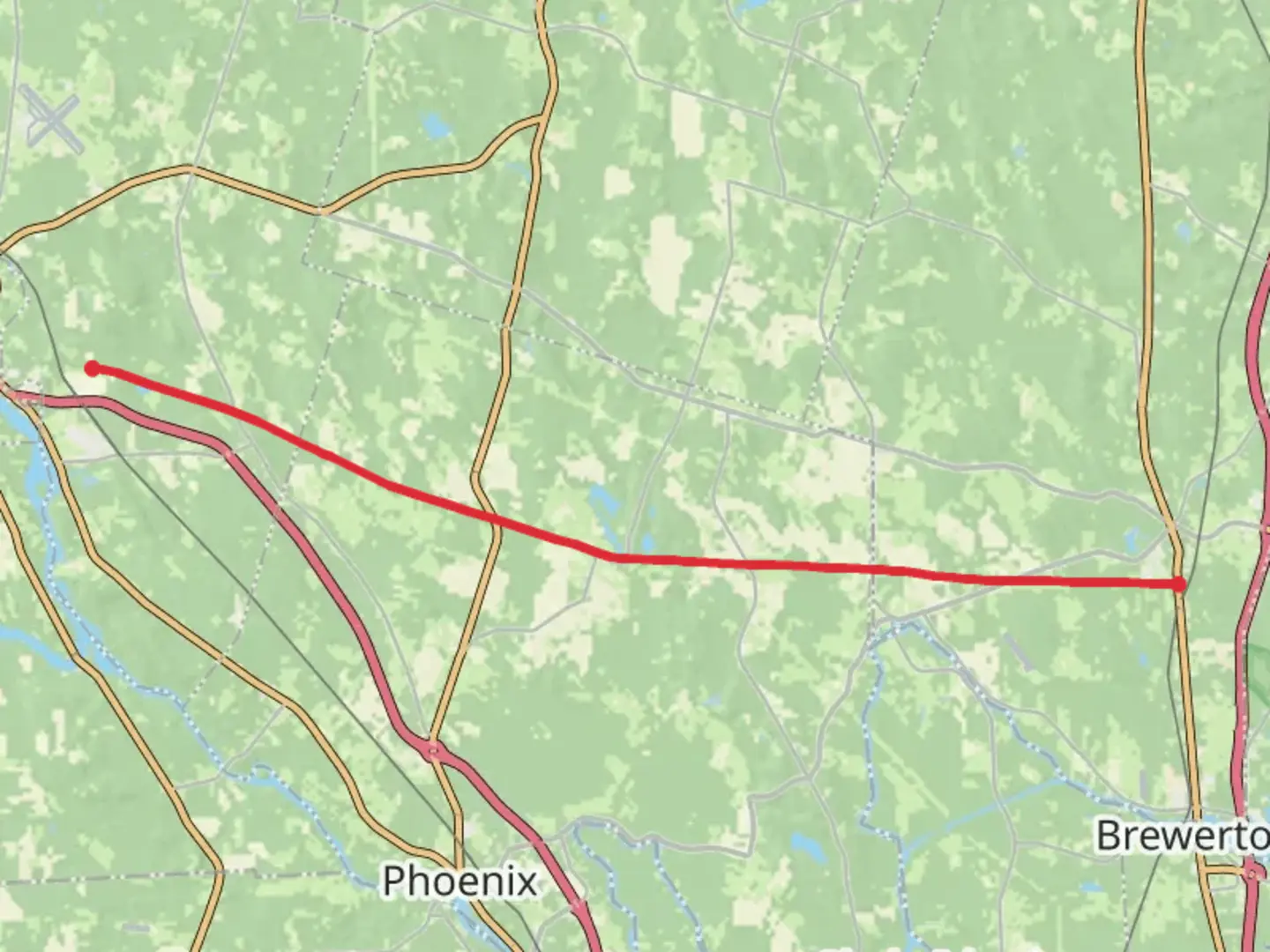 An image depicting the trail Oswego Recreational Trail from Maple Avenue and its surrounding area.