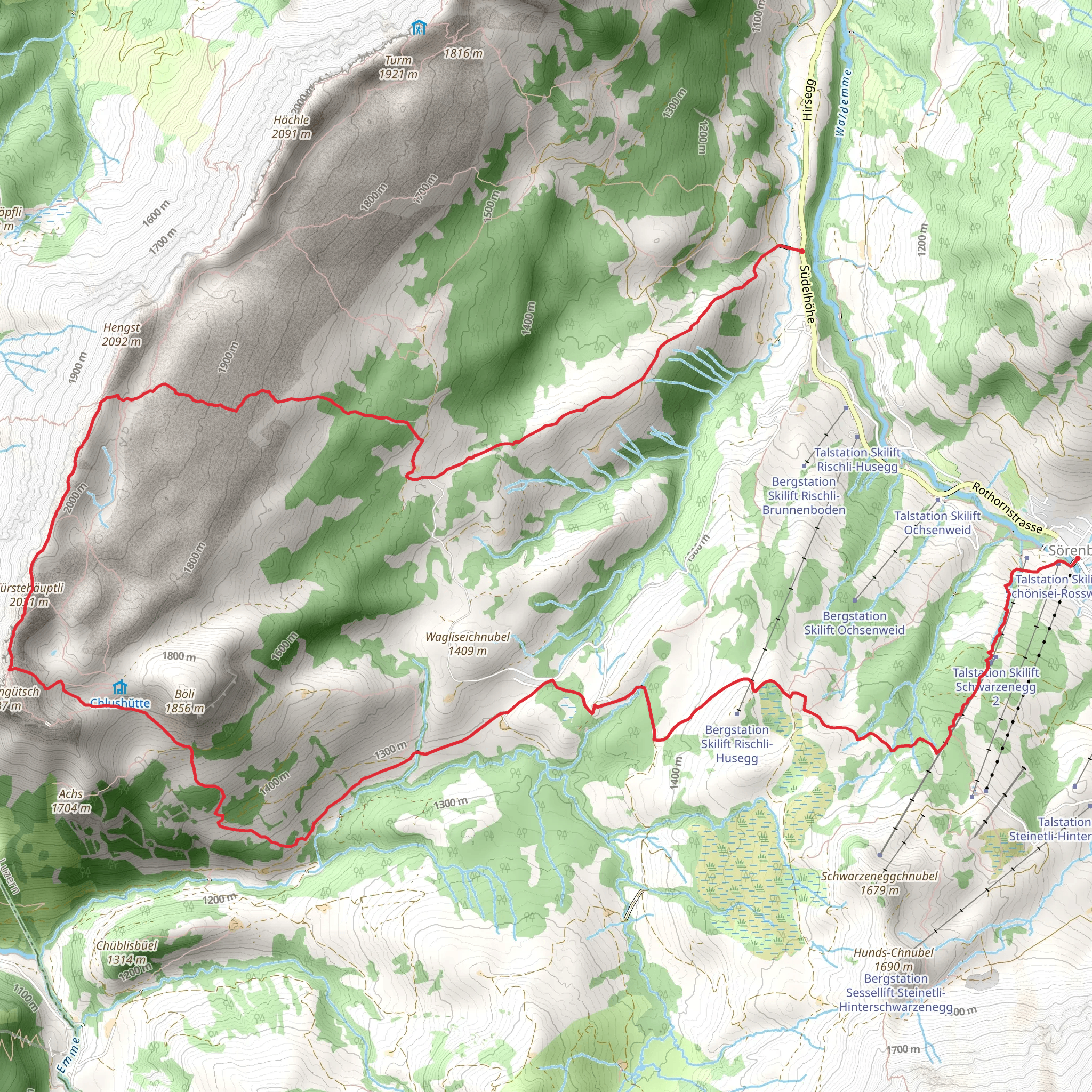 Hirsegg - Schrattenfluh - Rossweid - Sörenberg mobile static map