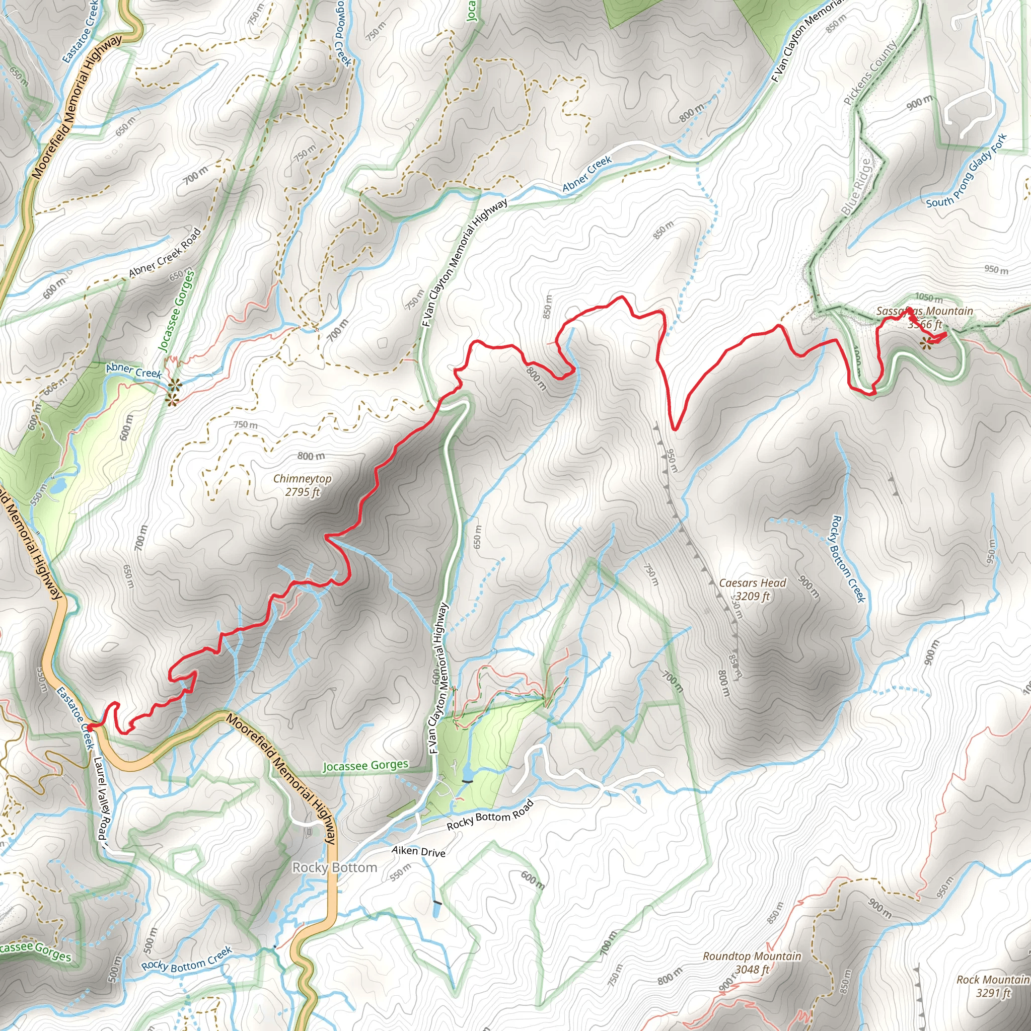 Sassafras Mountain via Foothills Trail mobile static map