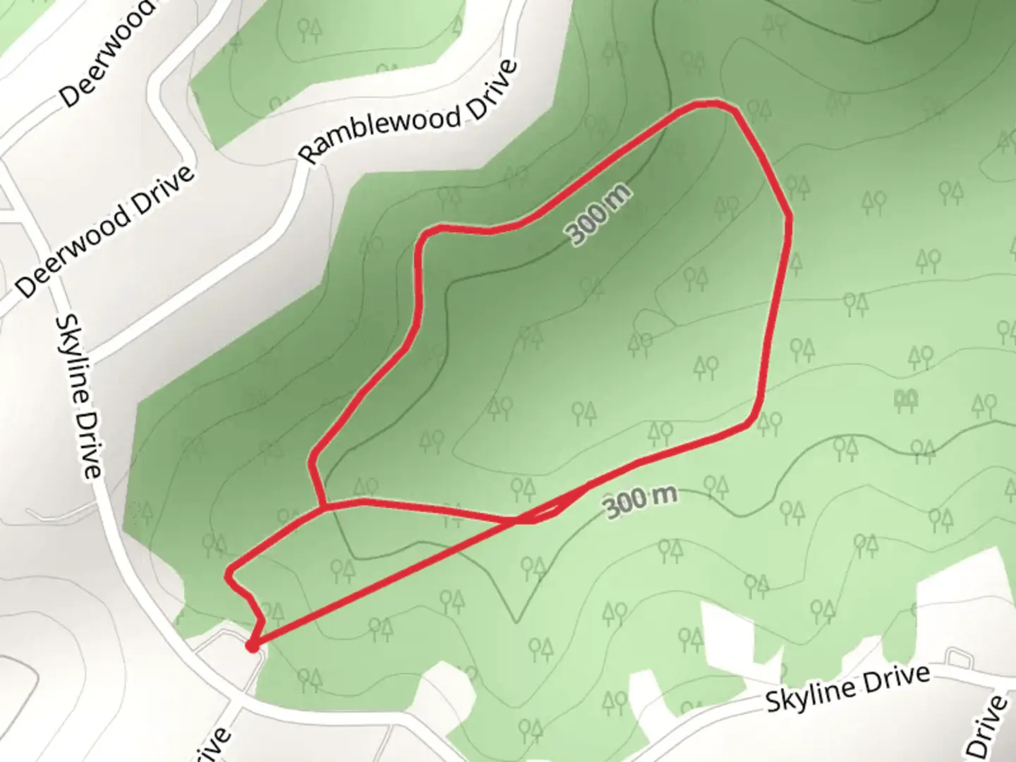 An image depicting the trail Skyline Drive Loop and its surrounding area.