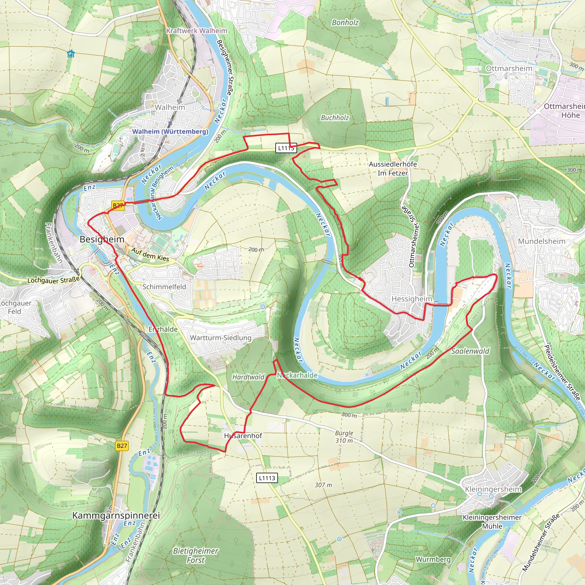 Hessigheim and besigheim Loop via Neckar mobile static map