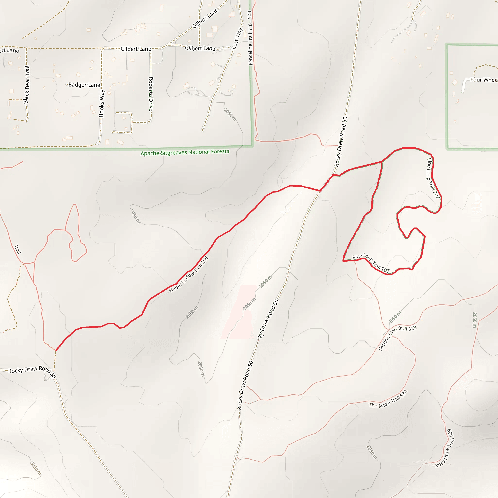 Heber Hollow and Pine Loop Trail mobile static map