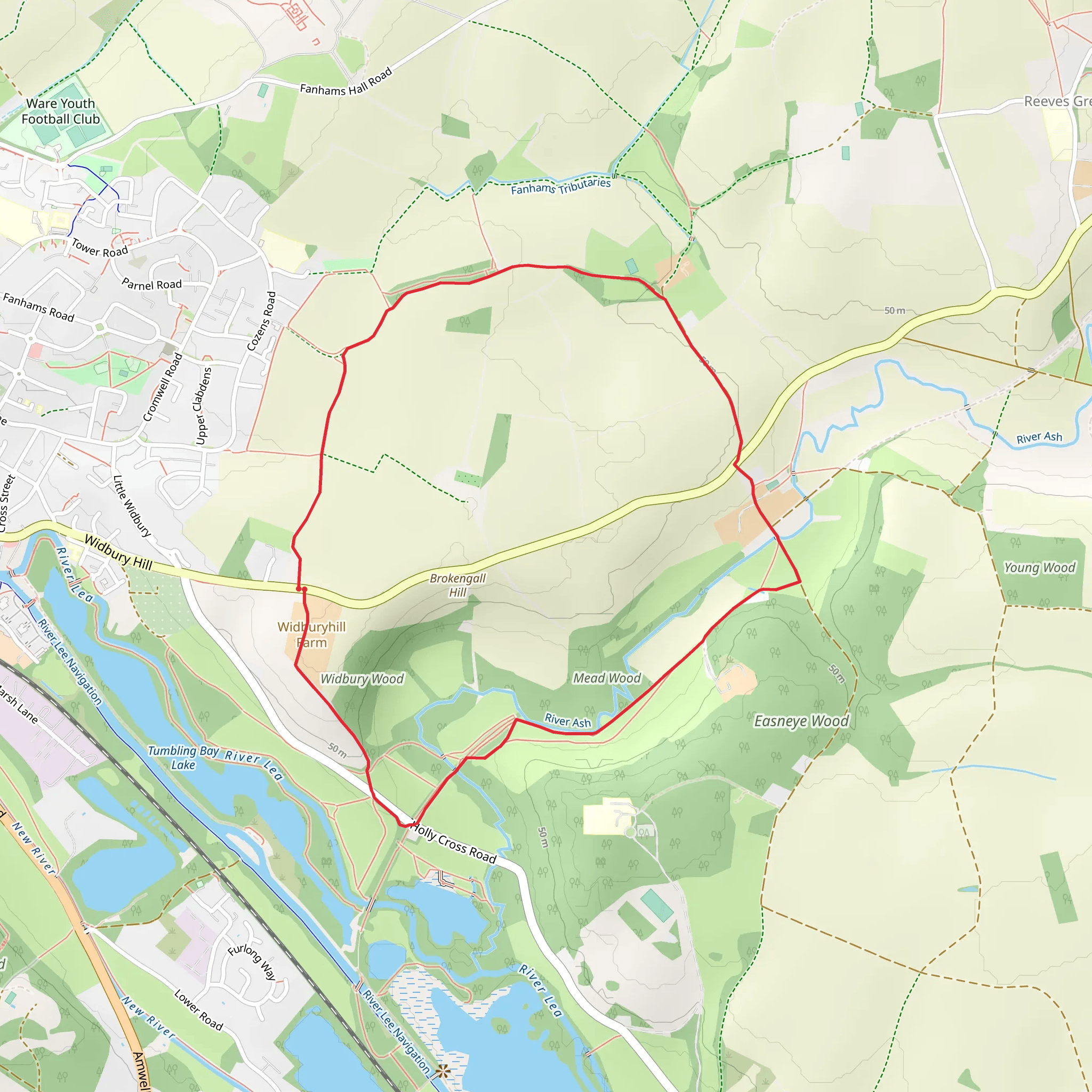 The Greenwich Meridian near Ware mobile static map