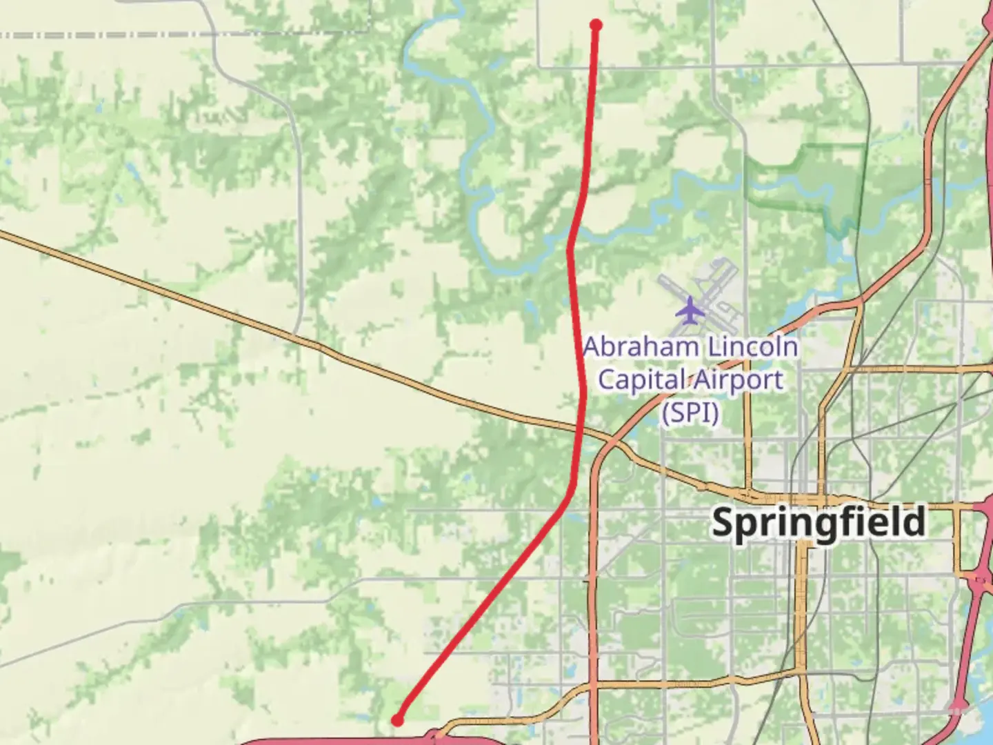An image depicting the trail Sangamon Valley Trail via Centennial Park and its surrounding area.