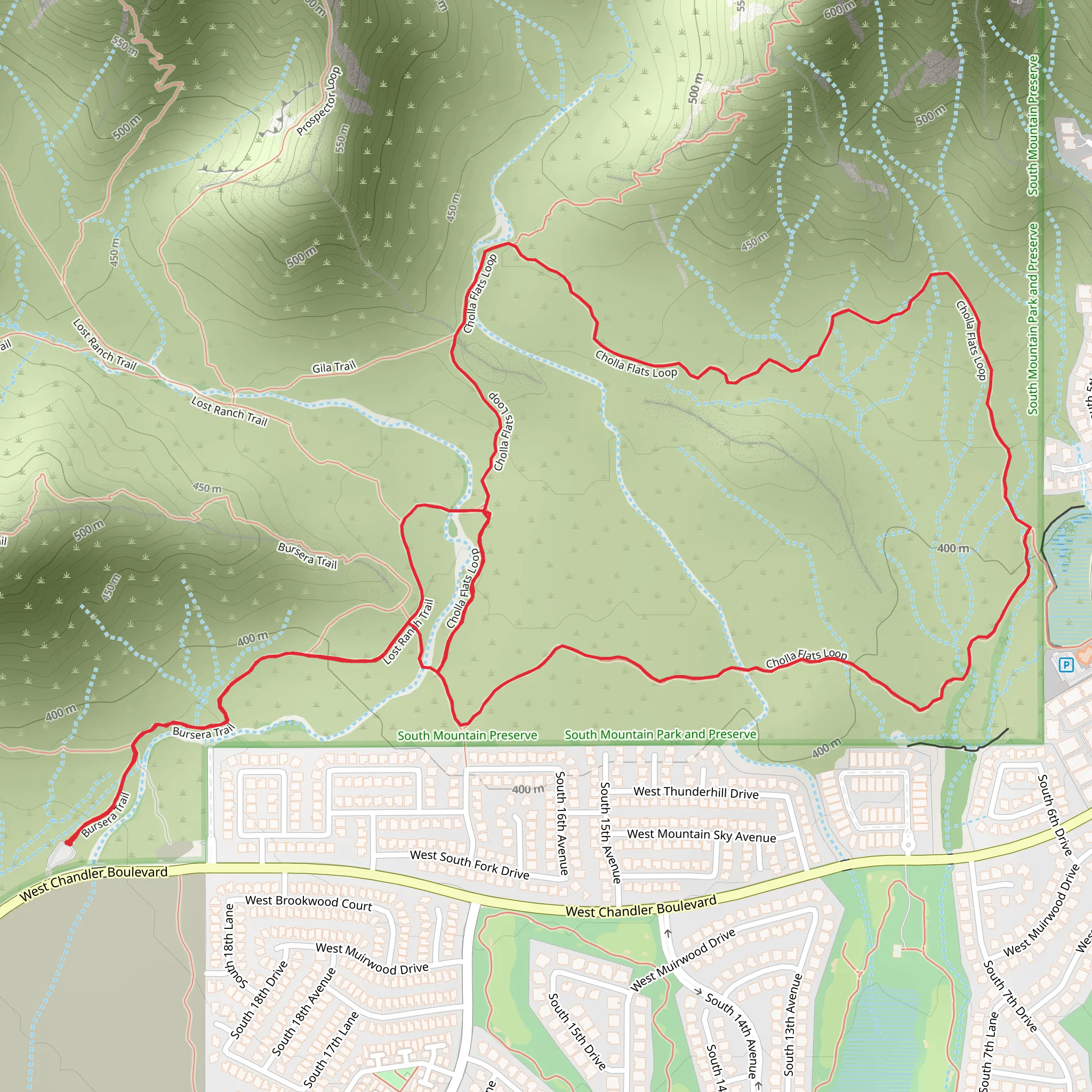 Cholla Flats Loop via Busera and Lost Ranch Trail mobile static map