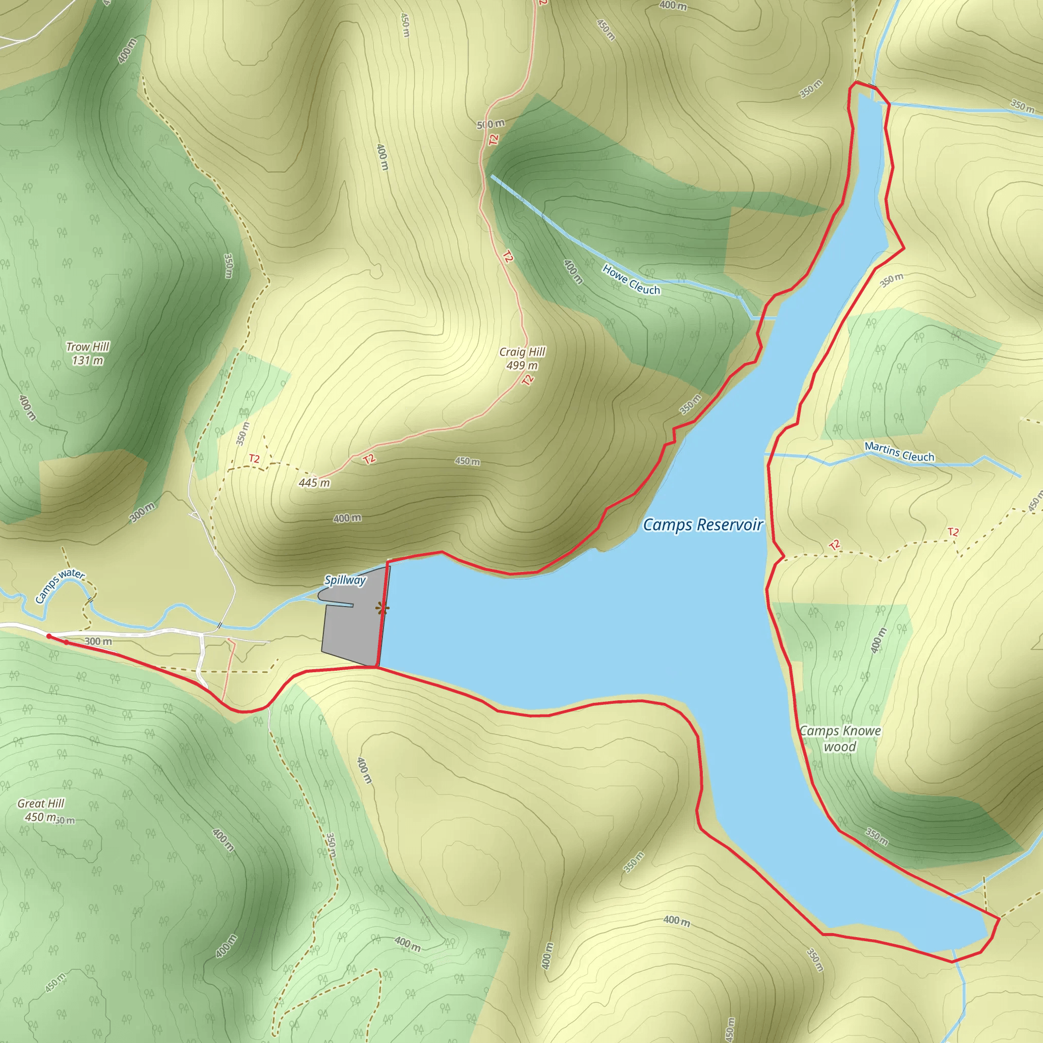 Camps Reservoir circular mobile static map