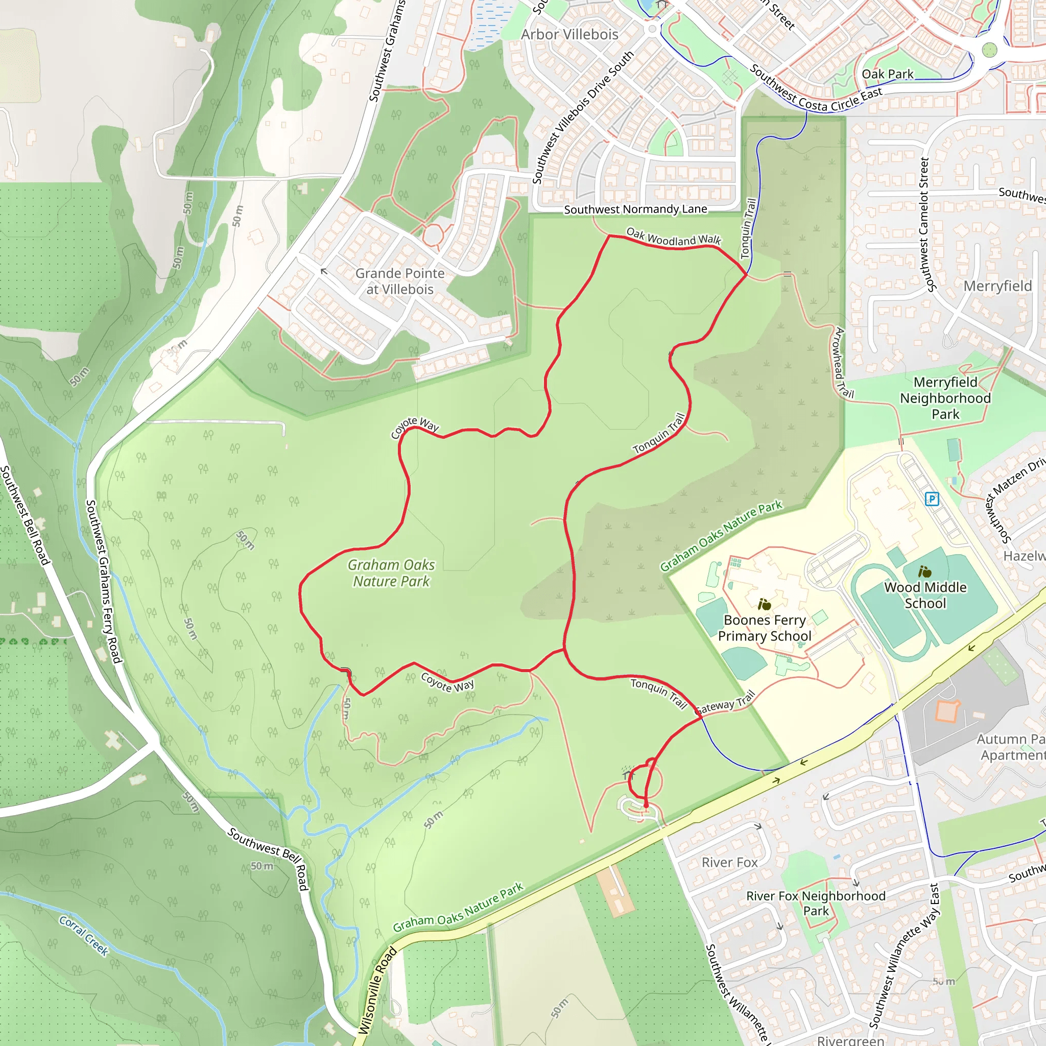 Coyote Way and Ice Age Tonquin Loop Trail mobile static map